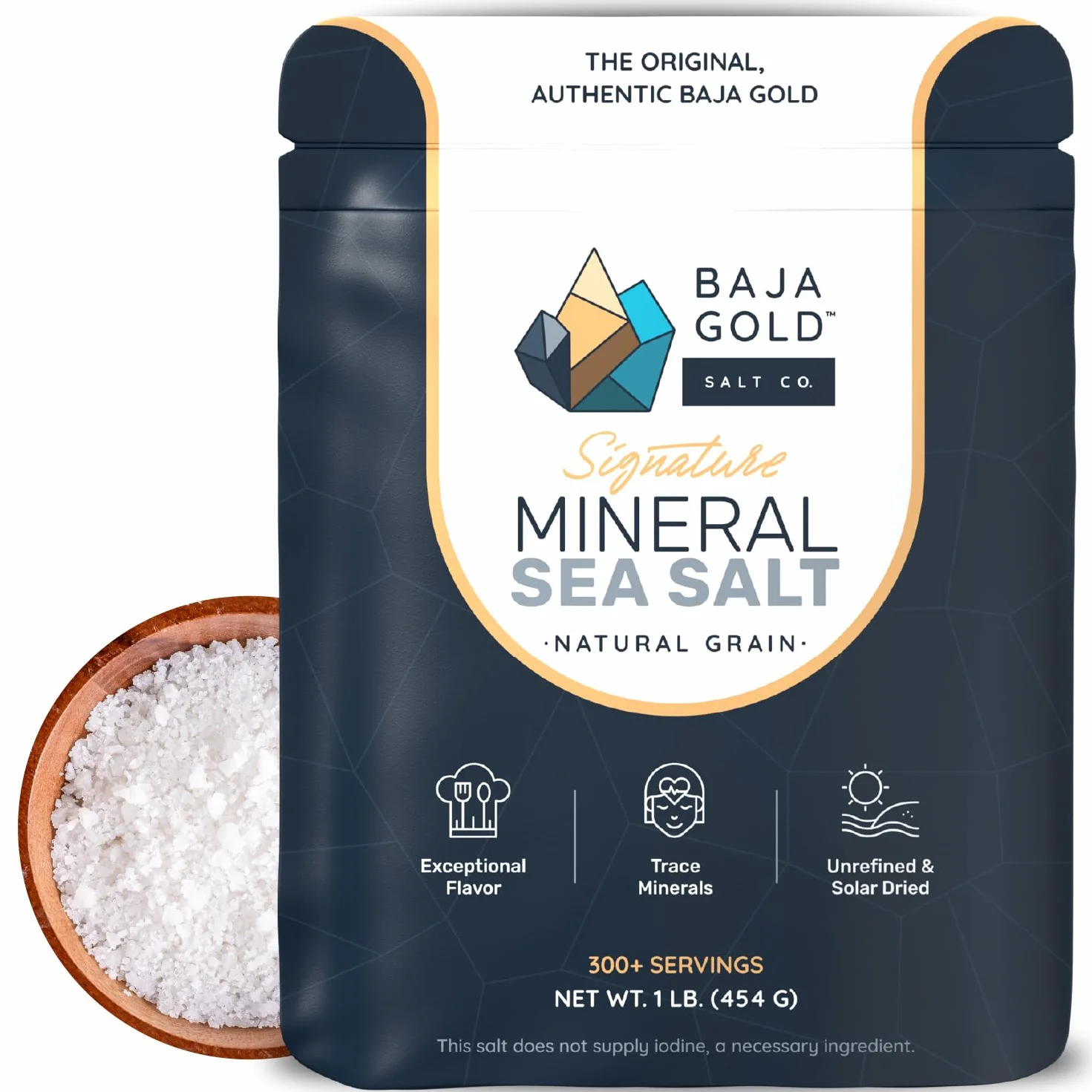 Baja Gold Mineral Sea Salt Natural Grain Crystals 1 Lb Bag