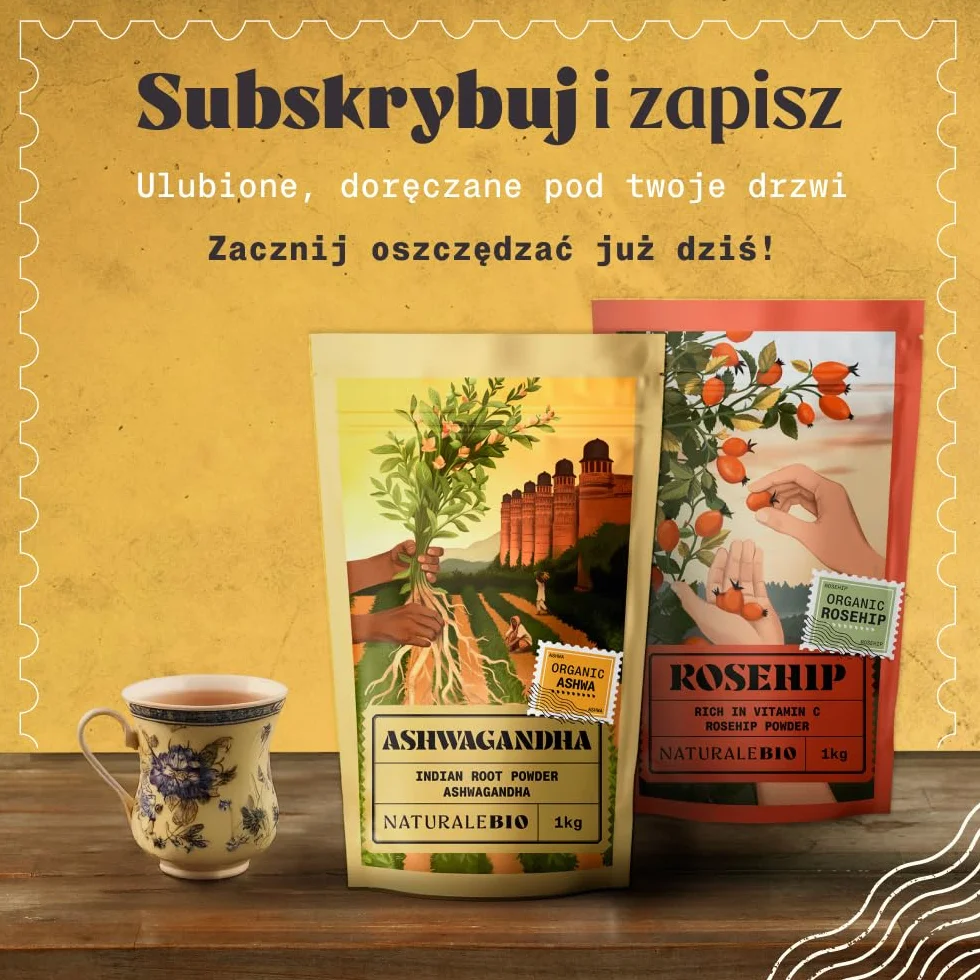 Organiczna Ashwagandha w proszku 200g. Naturalny i czysty, wyprodukowany w Indiach z organicznego korzenia Withania somnifera. NaturalBio