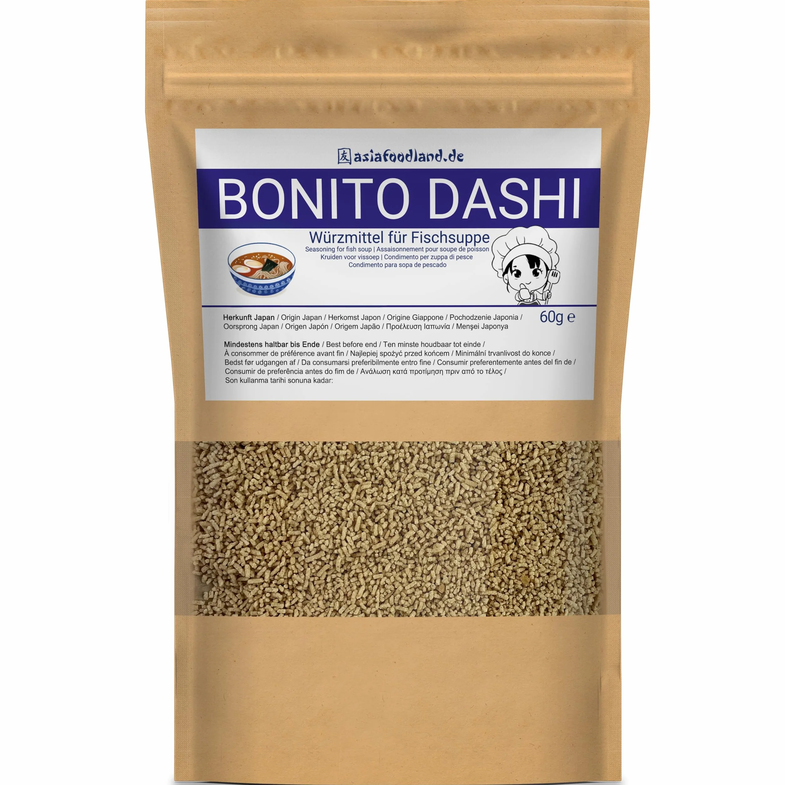 Asiafoodland - Bonito Dashi - Przyprawa do zupy rybnej - Dashi Powder, 1 opakowanie (1 x 60 g)
