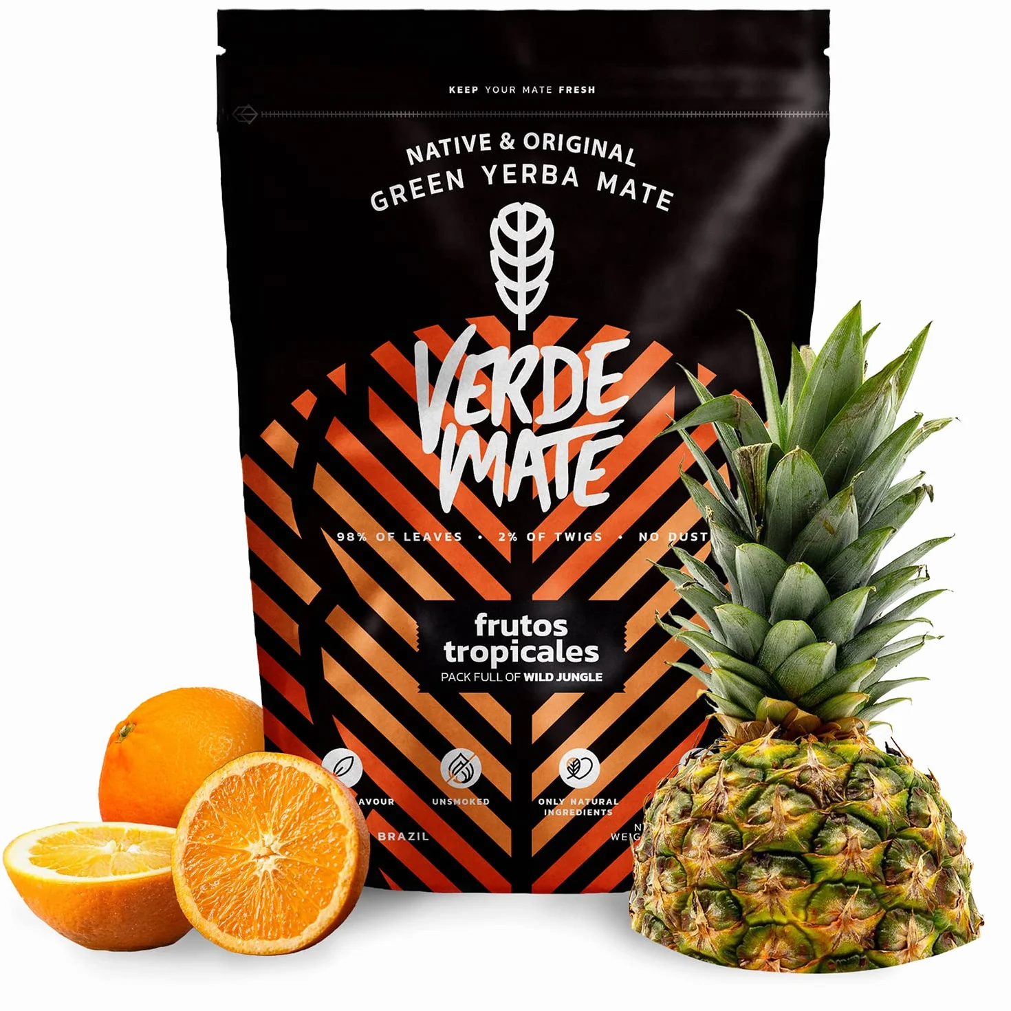 Verde Mate Green Frutos Tropicales 0,5 kg | Pobudzająca yerba mate z owocami tropikalnymi 500 g | Łagodny smak | Naturalna kofeina | Herbata Yerba Mate z Brazylii | 500 g