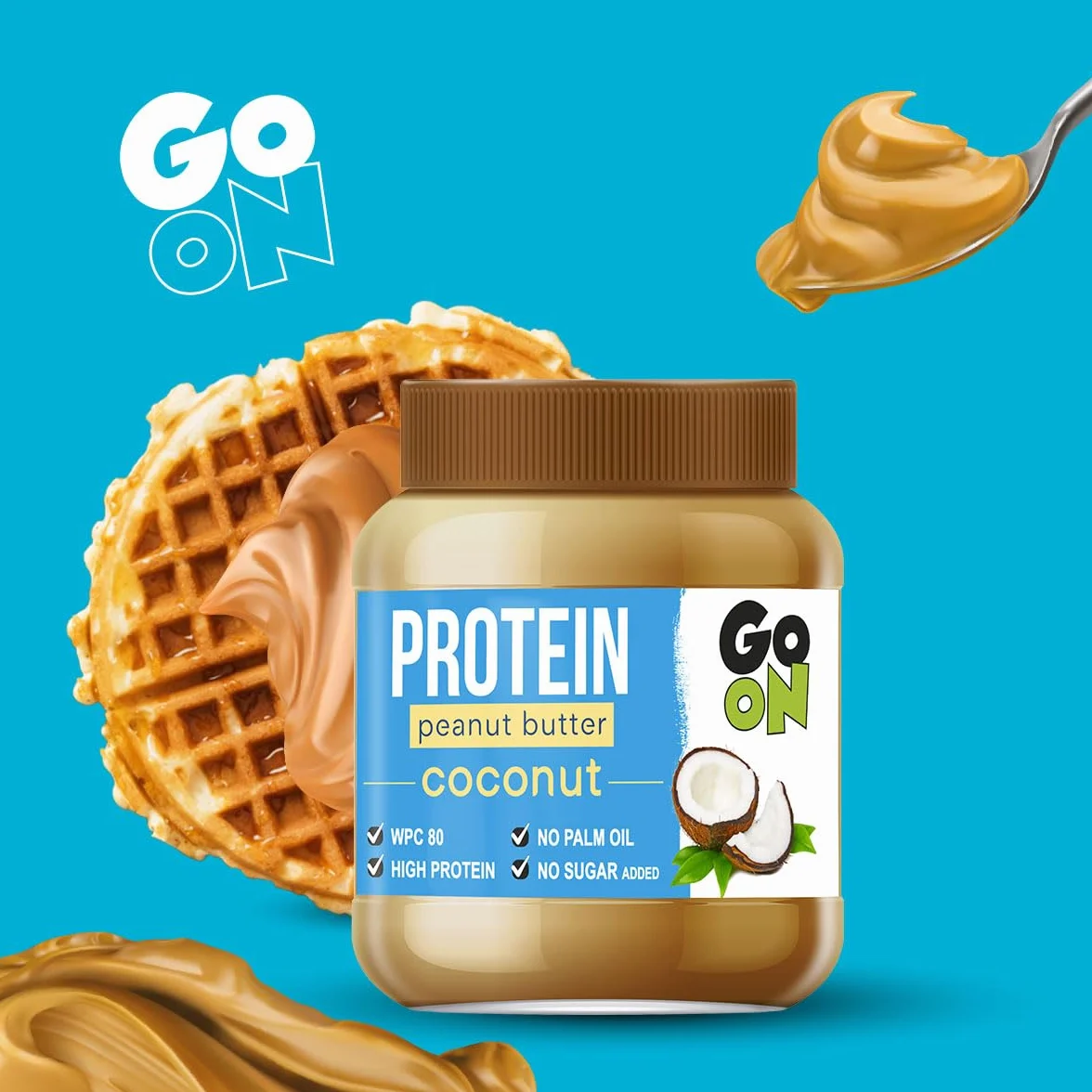 GO ON Proteinowe masło orzechowe bez cukru i palmowego Kokos 6 x 350g