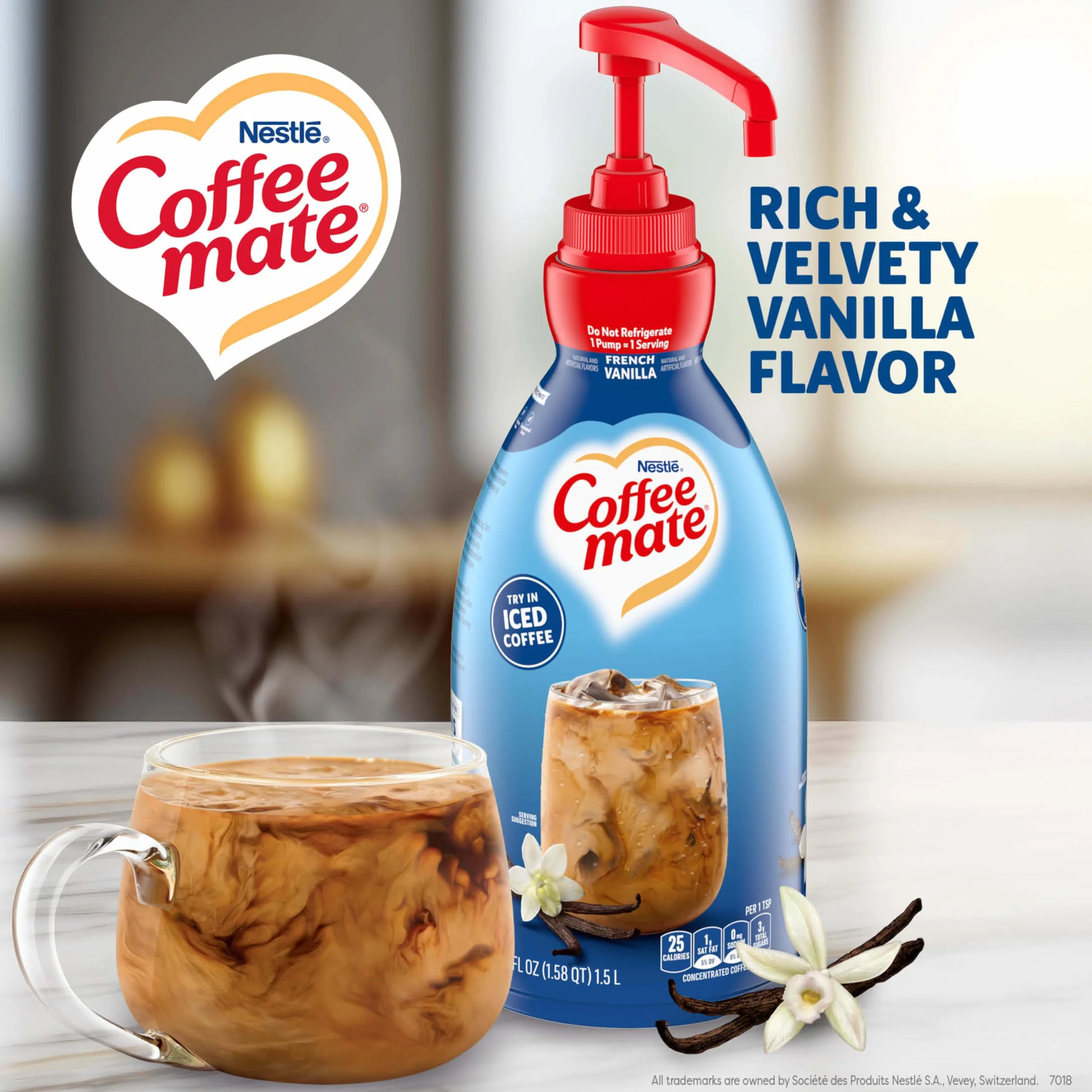 NESTLE Coffee Mate Coffee Creamer French Vanilla 1,5 l butelka z pompką na płyn opakowanie 2 szt