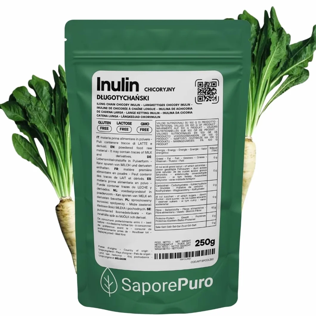 SaporePuro INULINA w proszku - 250 gr - DŁUGI ŁAŃCUCH - Prebiotyczny błonnik roślinny z korzeni cykorii