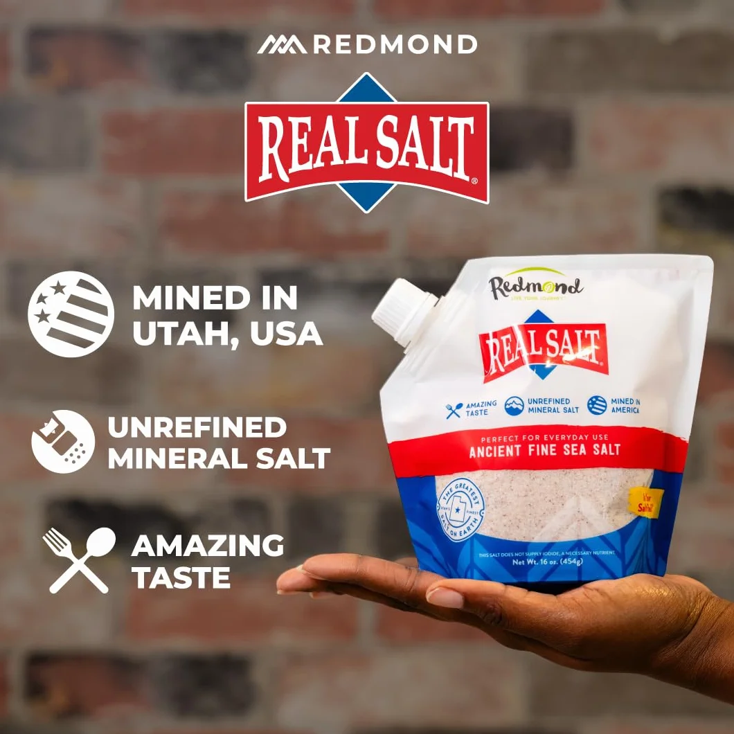 Redmond Real Salt, Ancient Fine Sea Salt, Unrefined Mineral Salt, 16 Ounce Pouch (1 Pack)