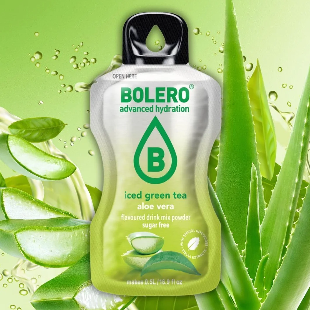 Bolero ICED GREEN TEA 24x3g | Saftpulver ohne Zucker, gesüßt mit Stevia + Vitamin C | geeignet für Kinder, Sportler und Diabetiker | glutenfrei und veganfreundlich (24x3g, WATERMELON)