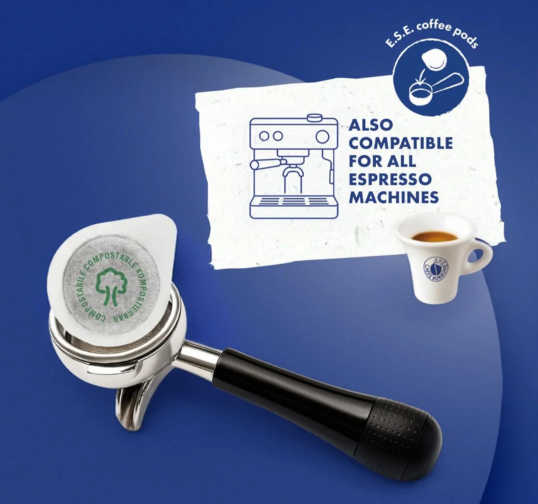 Caffè Borbone Kompostowalna Kapsułka do Kawy Mieszanka Czarna 150 Saszetek Kompatybilne z Systemem ESE 44 mm