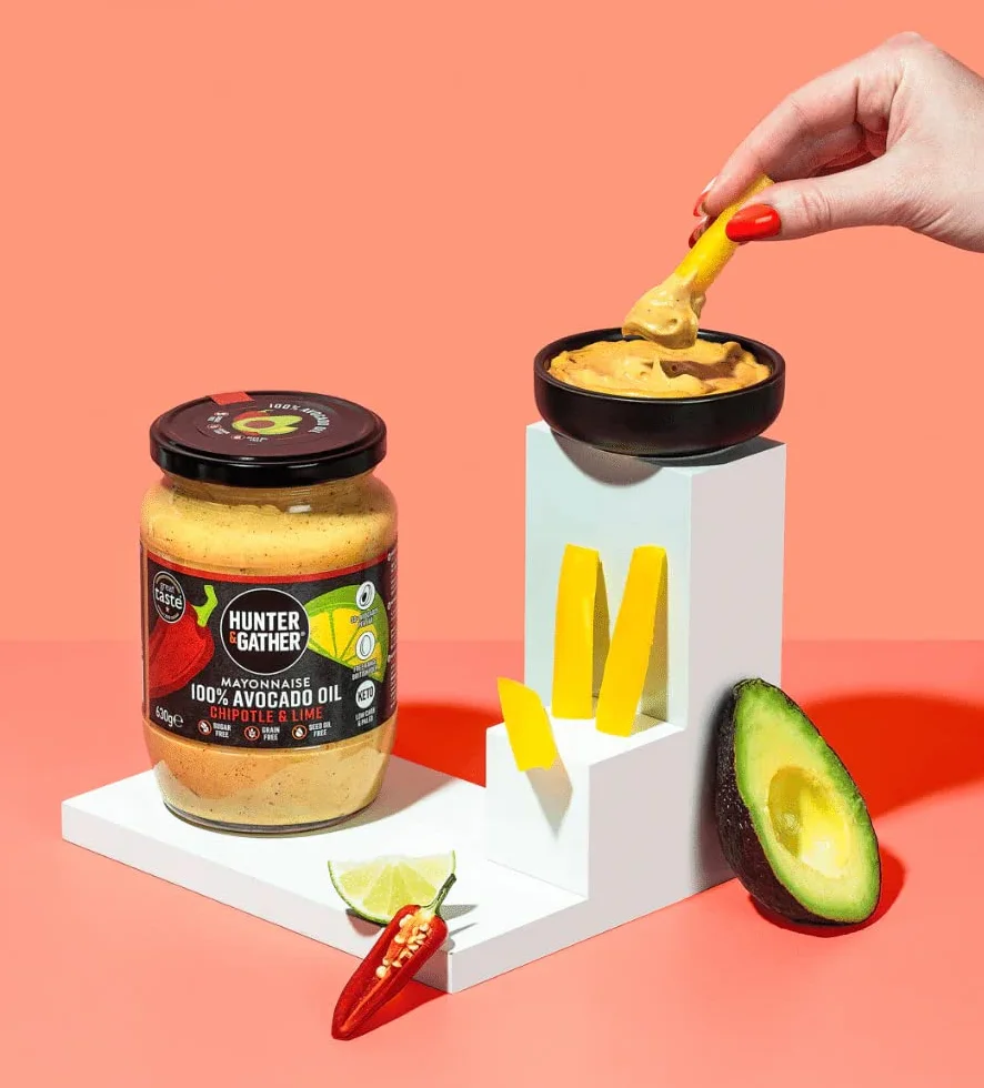 Hunter & Gather Majonez z Olejem z Awokado z Chipotle i Limonką 630g | Bez Oleju z Nasion | Zrobiony z Czystego Oleju z Awokado i Brytyjskiego Jałowiczego Żółtka | Paleo, Keto, Bez Cukru i Glutenu |