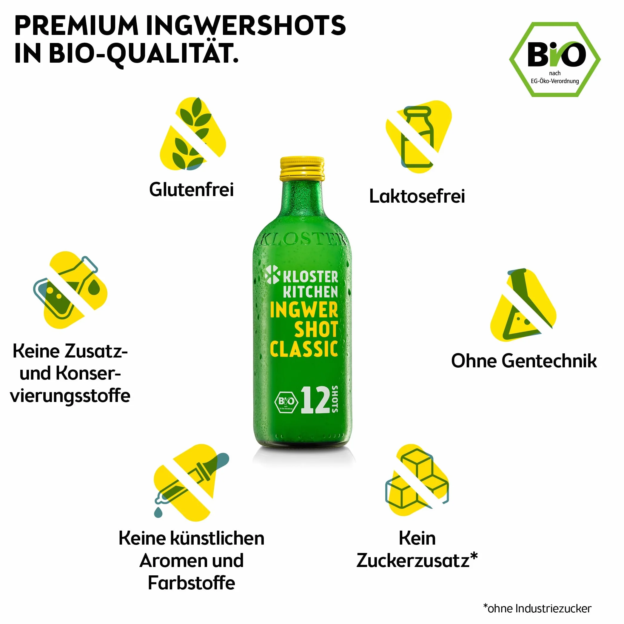 Kloster Kitchen organiczny imbir z małymi kawałkami 360 ml 12 shotów wegańskie