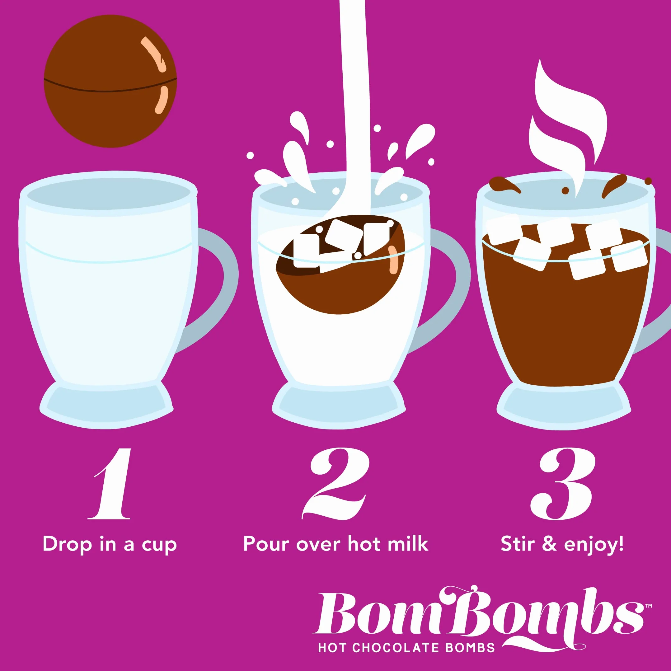 Bombombs bomby z gorącą czekoladą, zawiera krówki Brownie i karmelowe cukierkowe bomby kakaowe wypełnione piankami, opakowanie 5 szt