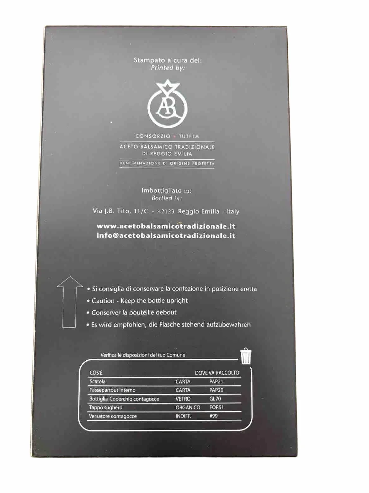 Ocet balsamiczny Reggio Emilia ChNP Argento 20 lat