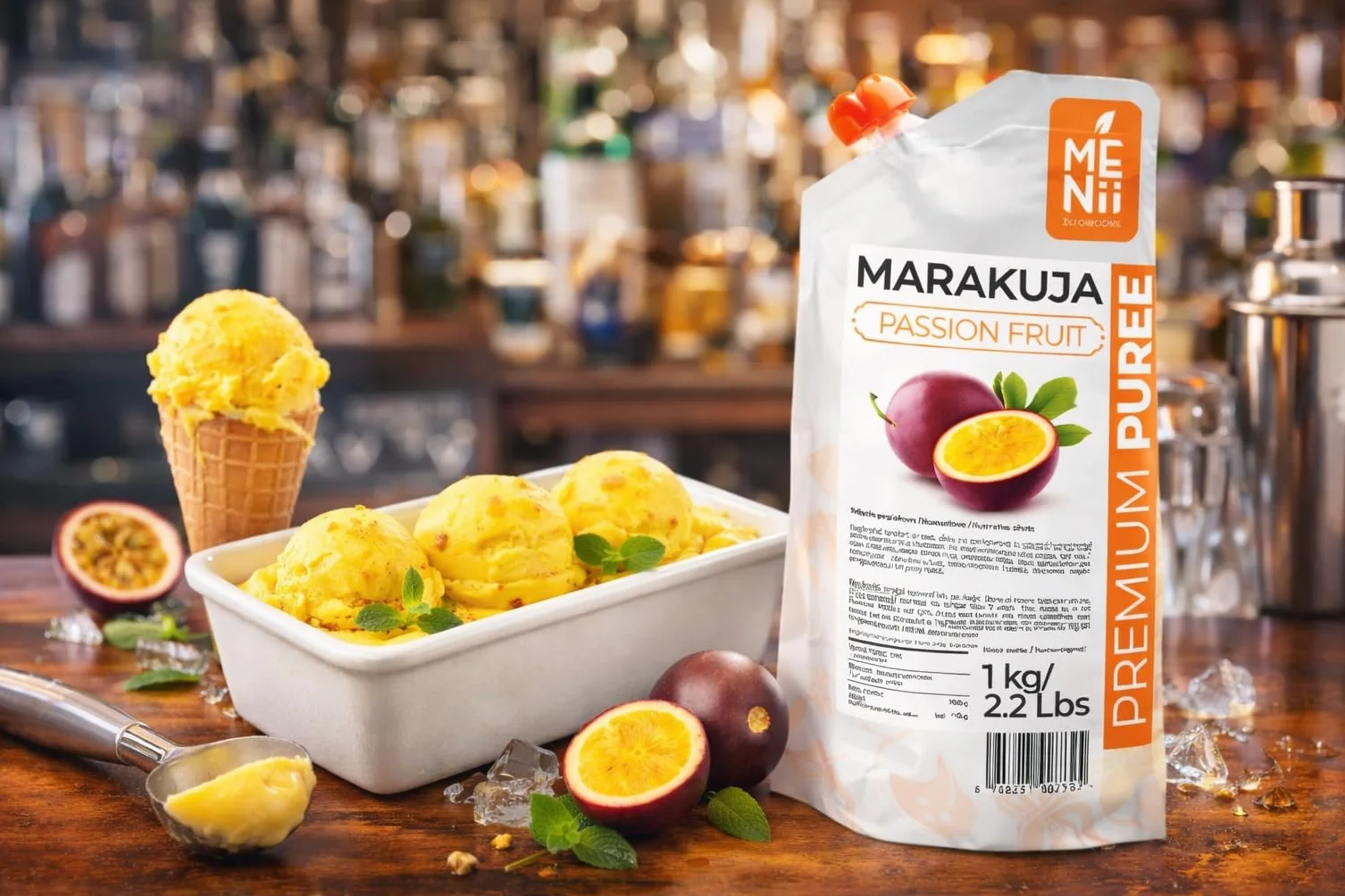 Marakuja Premium Puree Maracuja Pulpa Owocowa 1 kg do deserów, koktajli, twarogu, napojów, sorbetu, galaretki, marakui, Premium Puree, przecier owocowy