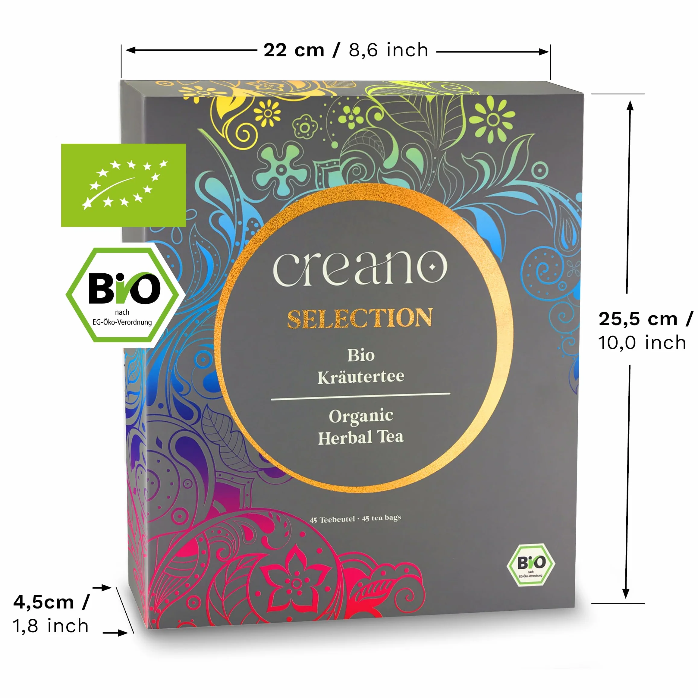 Creano Organic Grey Zestaw herbaty ziołowej 45 saszetek 9 odmian 90 g