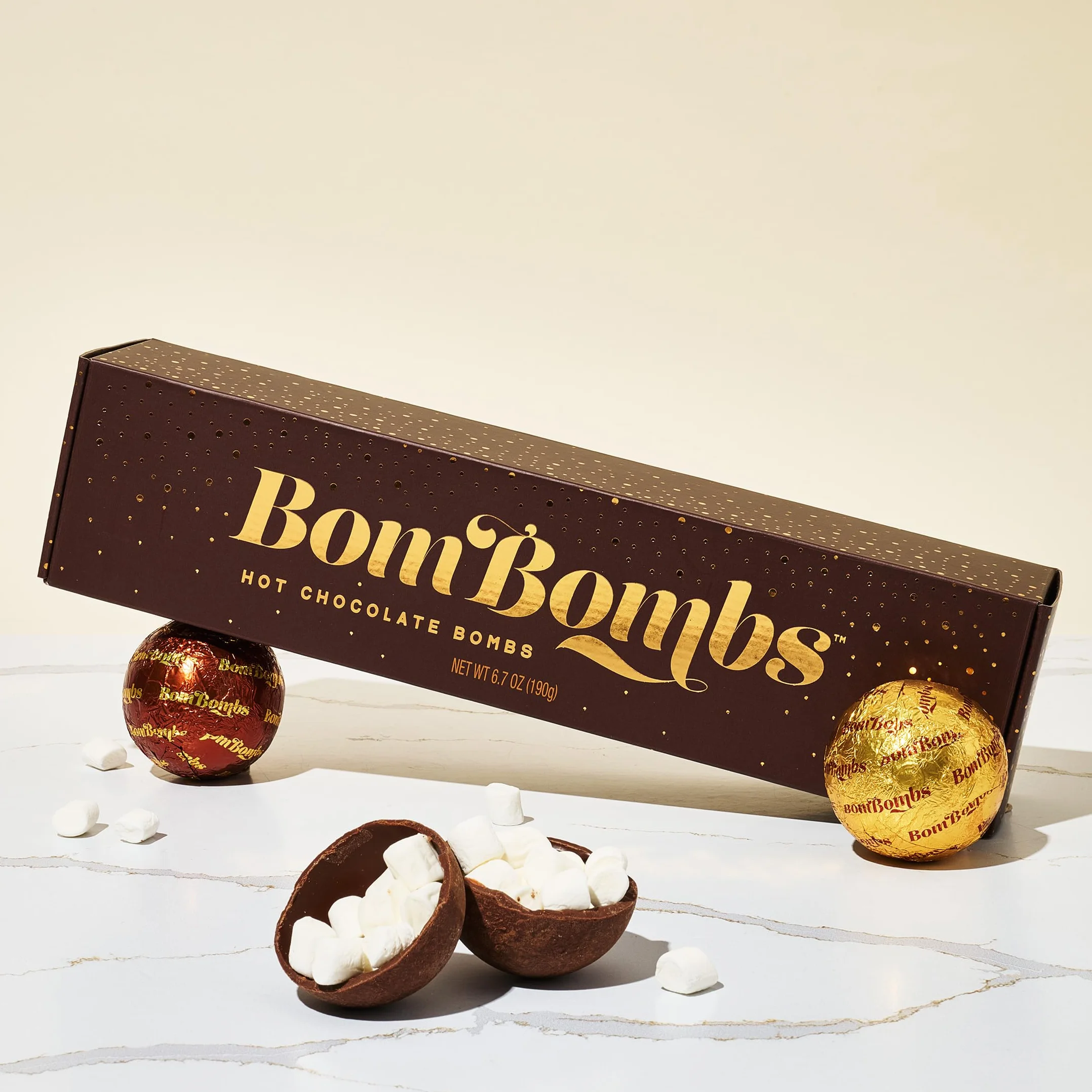 Bombombs bomby z gorącą czekoladą, zawiera krówki Brownie i karmelowe cukierkowe bomby kakaowe wypełnione piankami, opakowanie 5 szt