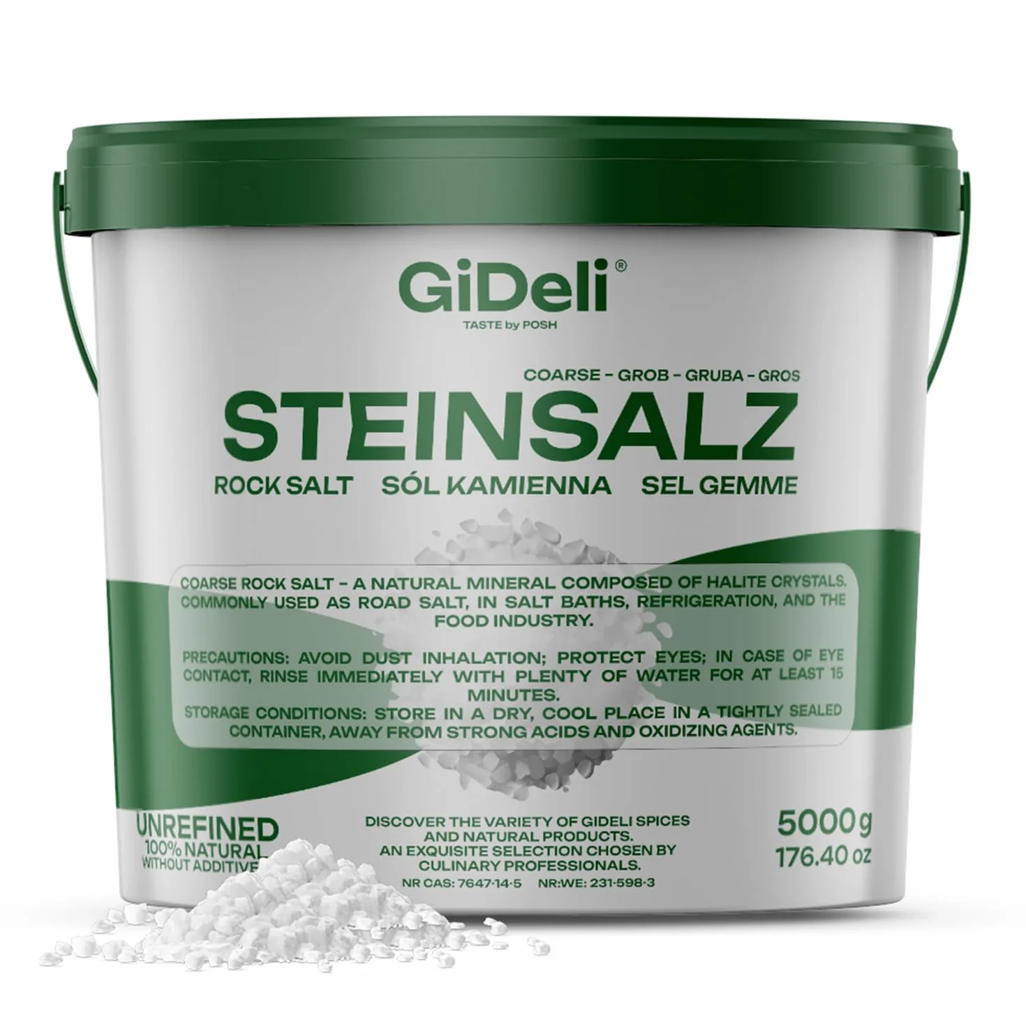 GiDeli Gruba sól kamienna 5 kg, naturalna, nierafinowana, bez dodatków, do łazienek, żywności, chłodzenia dróg