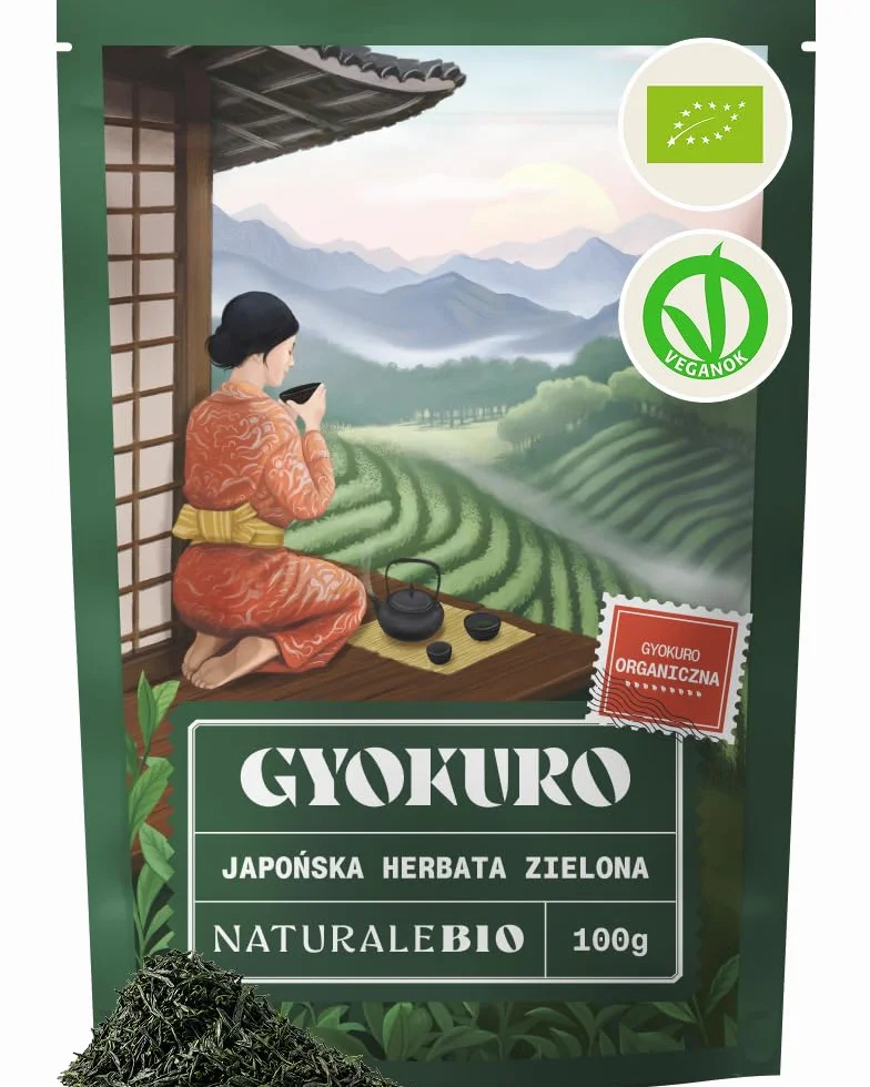 Zielona herbata Gyokuro japońska organiczna 100g Bio naturalna liściasta z pierwszego zbioru