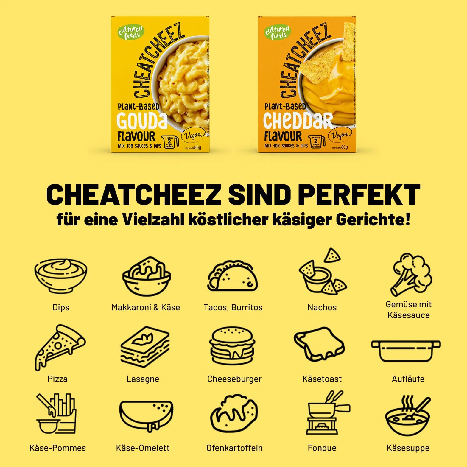 Cultured Foods CHEATCHEEZ Wegański Ser Mac And Cheese Zestaw 3x Gouda, Cheddar