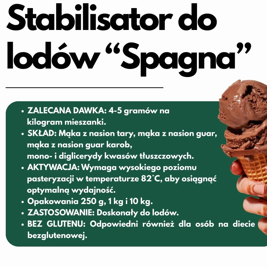 Saporepuro Stabilizator do lodów i sorbetów 250 gr, z mąką z nasion chleba świętojańskiego, mąką z tary, mąką z nasion guar, emulgatorem