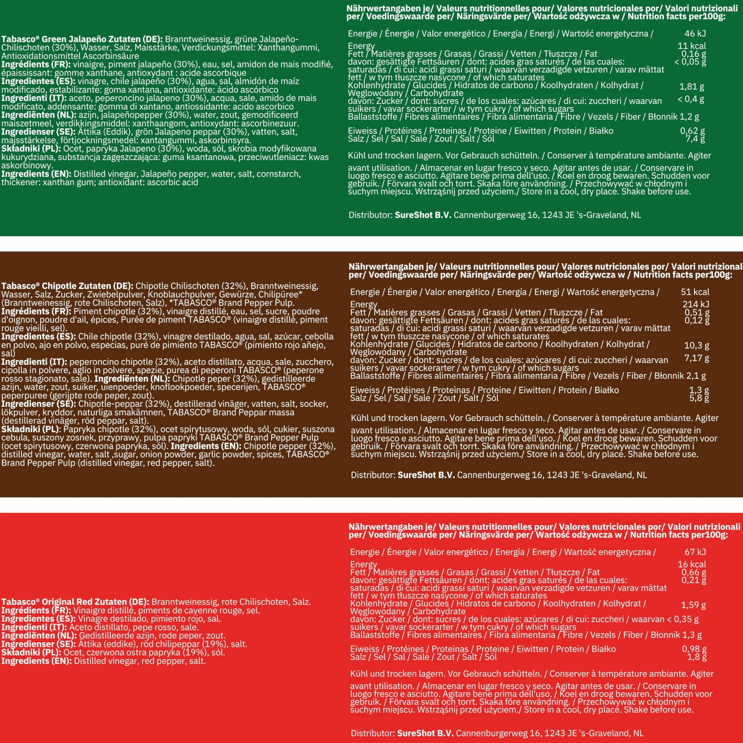 Tabasco Oryginalny zestaw upominkowy sosów Deluxe, 5 różnych smaków (5 x 60 ml), naturalne składniki