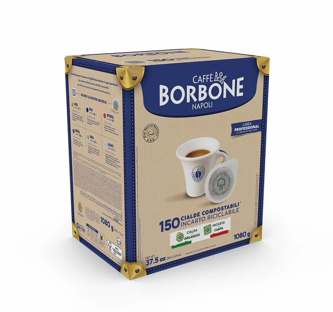 Caffè Borbone Kompostowalna Kapsułka do Kawy Mieszanka Czarna 150 Saszetek Kompatybilne z Systemem ESE 44 mm