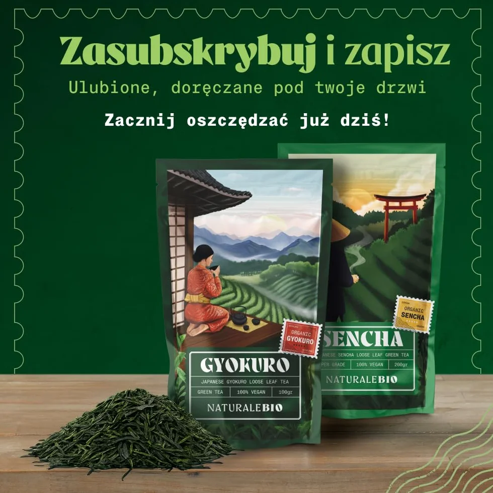 Zielona herbata Gyokuro japońska organiczna 100g Bio naturalna liściasta z pierwszego zbioru