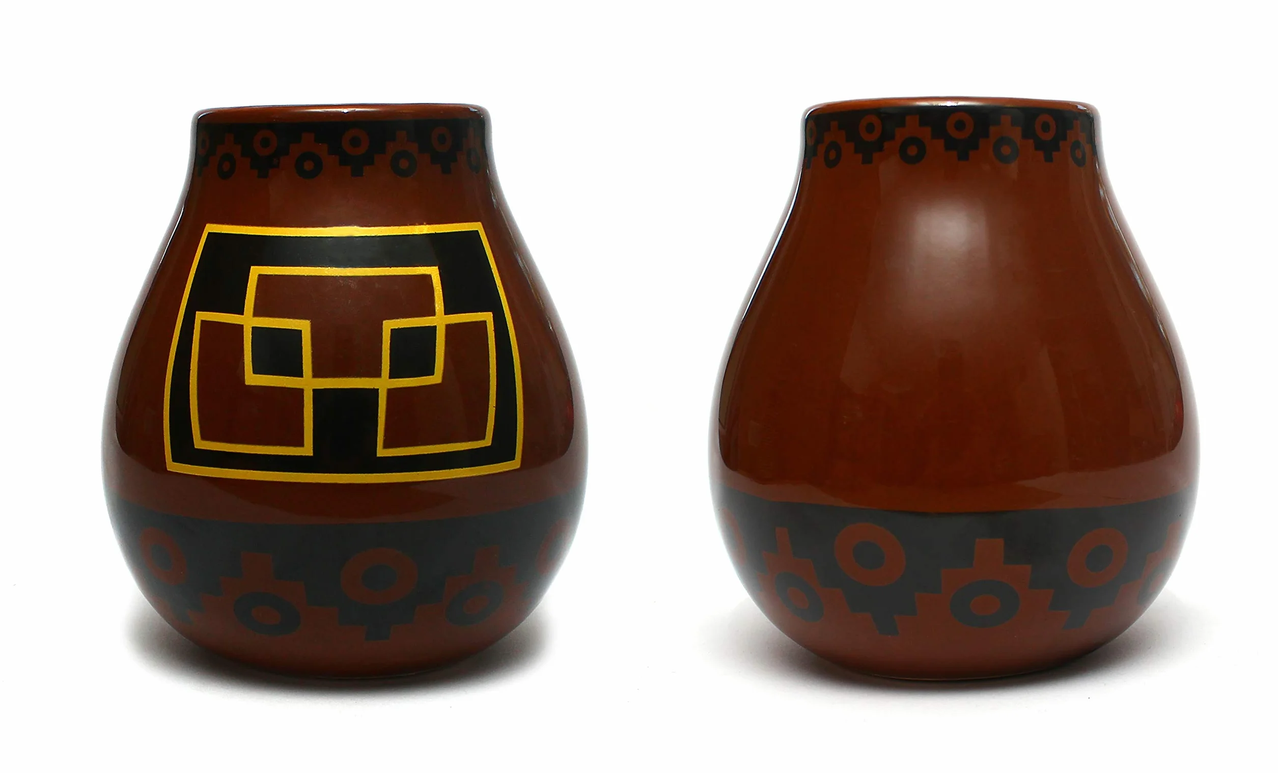 Mate Green Ciasto Bas 350 ml – kubek ceramiczny do Yerba Mate z Bombilla | południowoamerykańskie wzornictwo, glazurowane, łatwe do czyszczenia, wytrzymałe i trwałe | idealny zestaw dla miłośników