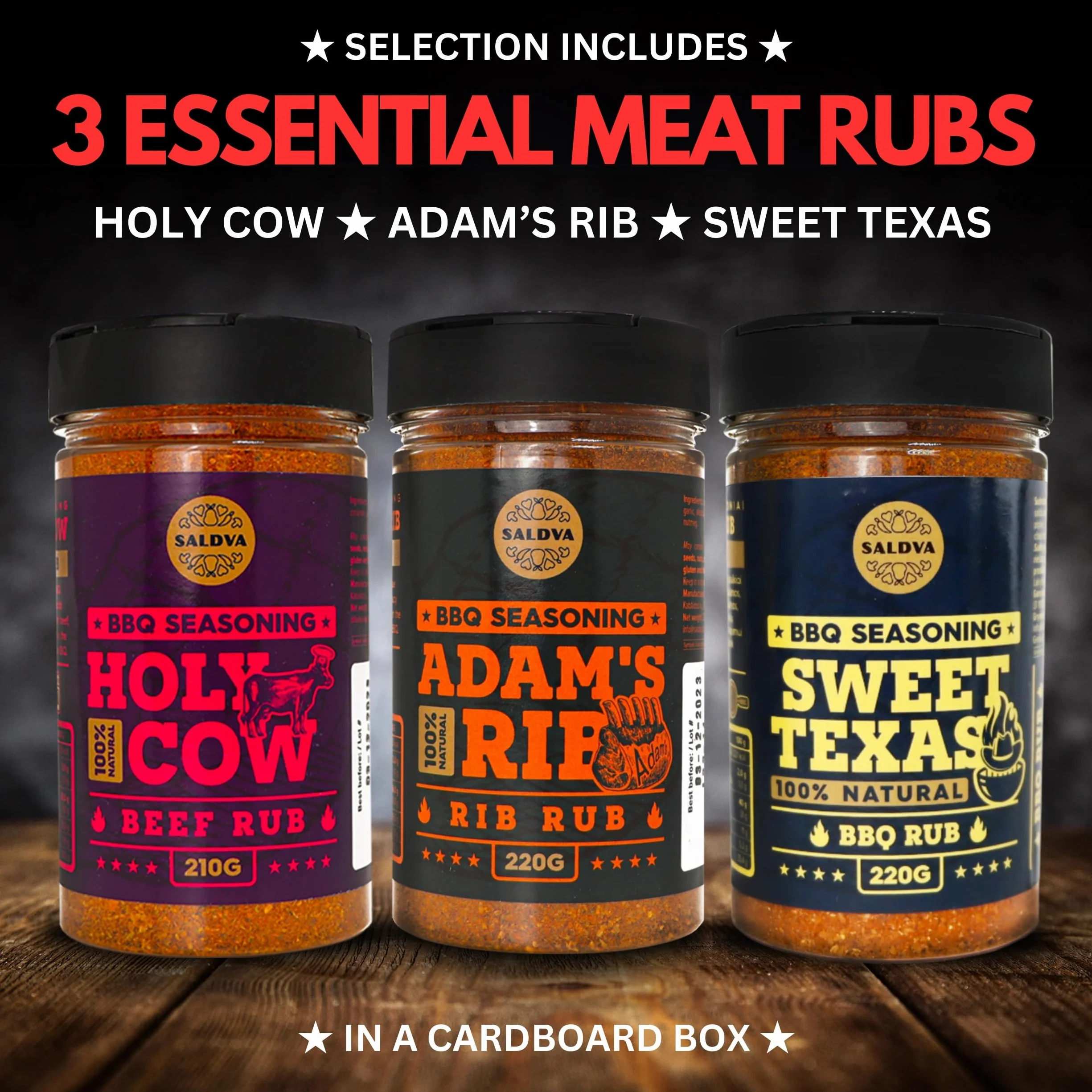 Zestaw przypraw BBQ Meat Lovers Holy Cow Sweet Texas Adam's Ribs 3 szt. naturalne