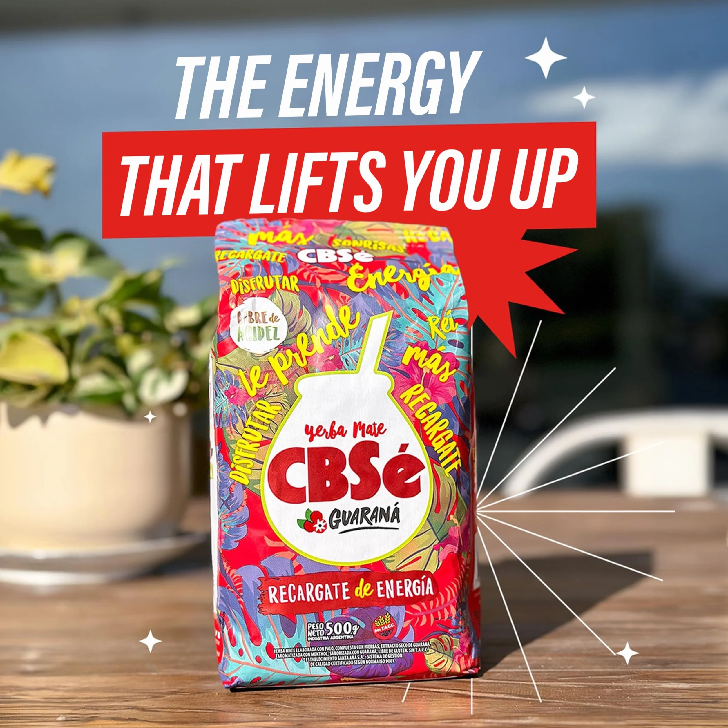 CBSÃ Herbata Mate - Energia - z Guaraná, 1 opakowanie (1 x 500 g)