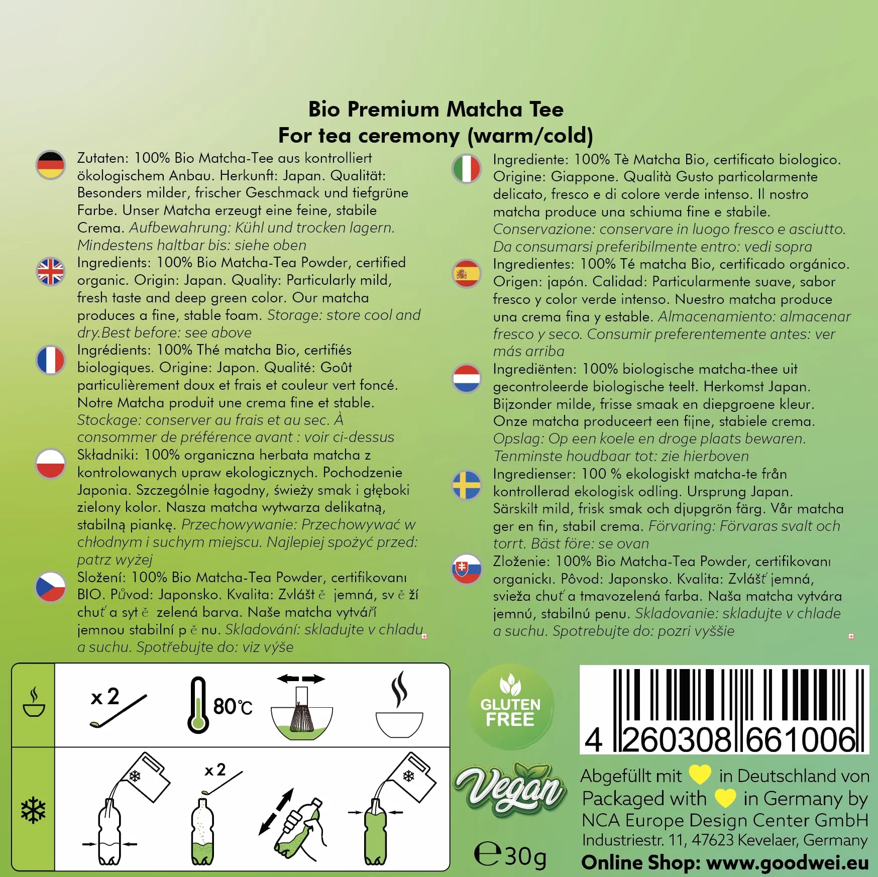 Goodwei BIO Matcha z Japonii zestaw do matchy ceramiczna miotła matcha uchwyt