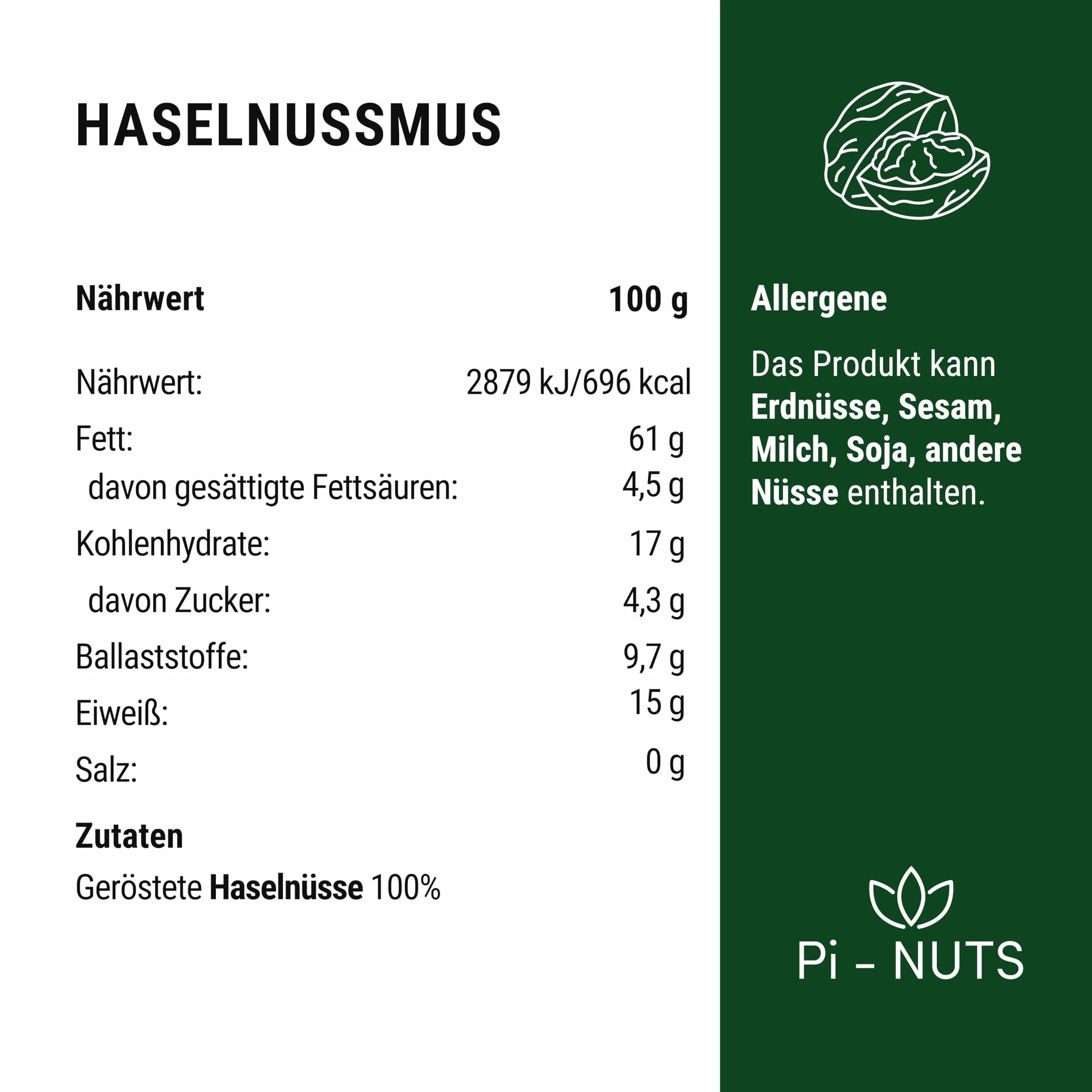 Pi-nuts Pasta z orzechów laskowych 100% 250g