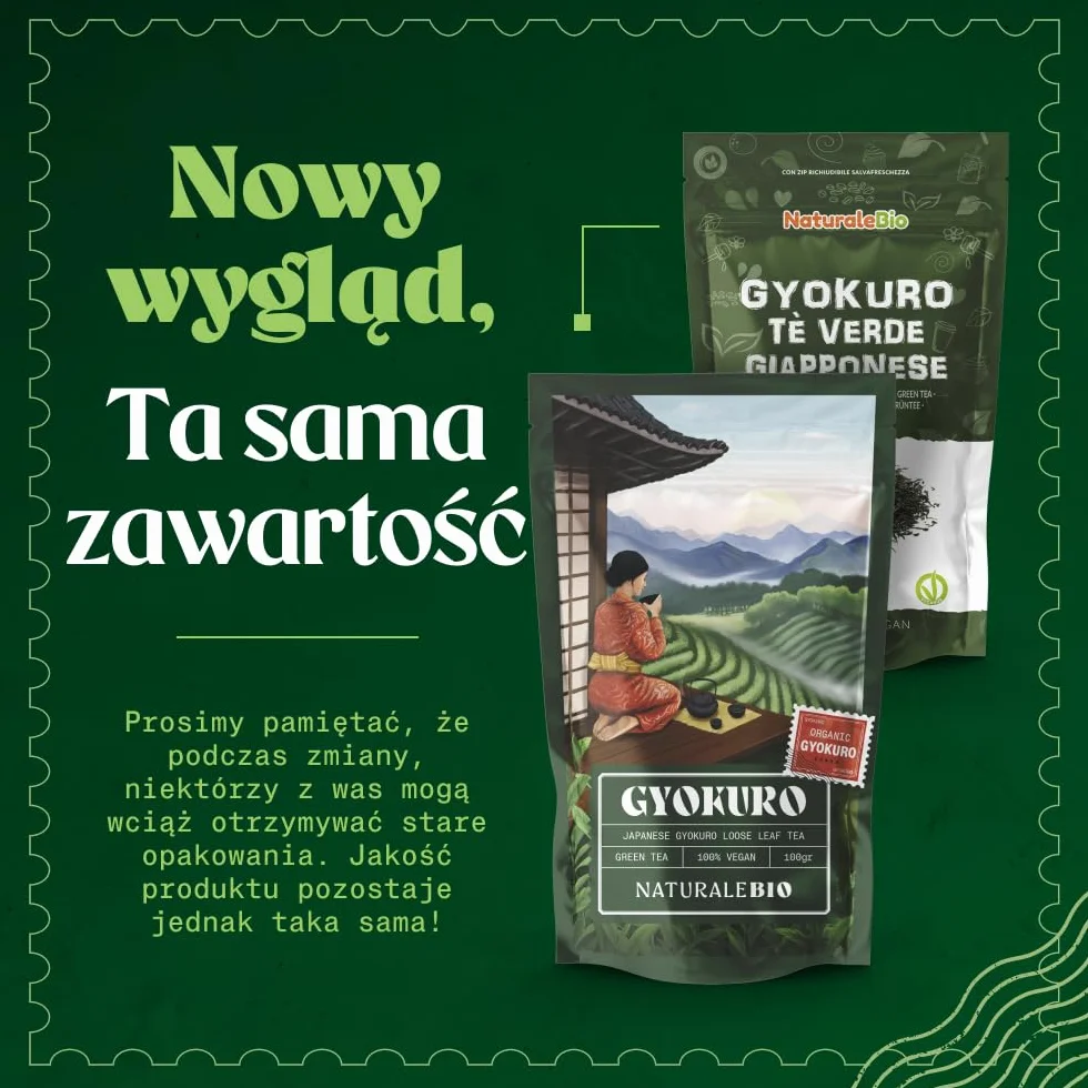 Zielona herbata Gyokuro japońska organiczna 100g Bio naturalna liściasta z pierwszego zbioru