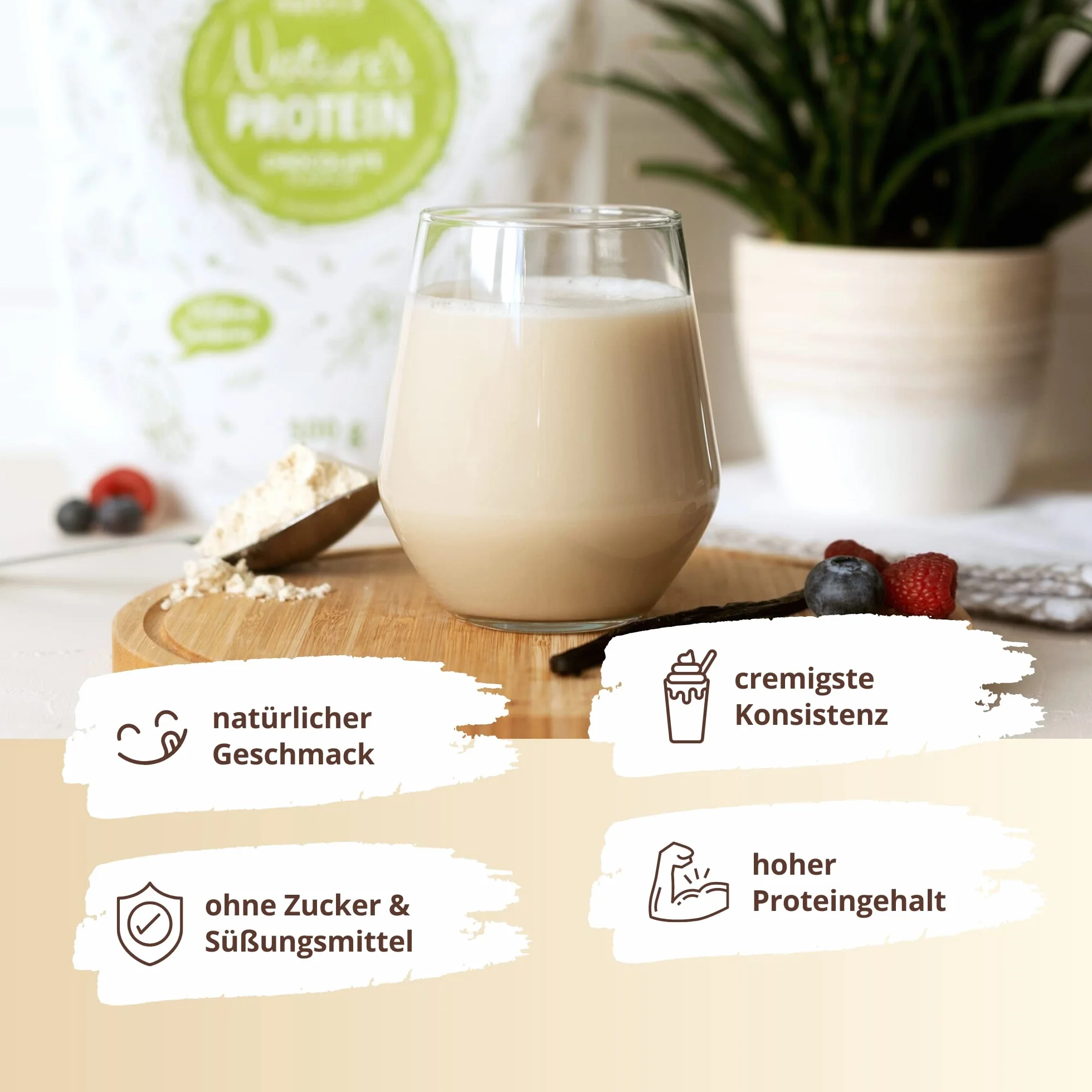 NATURES PROTEIN smak waniliowy 500g naturalne białko w proszku bez słodzika laktozy cukru mleka 83,1% białka roślinnego bezglutenowego