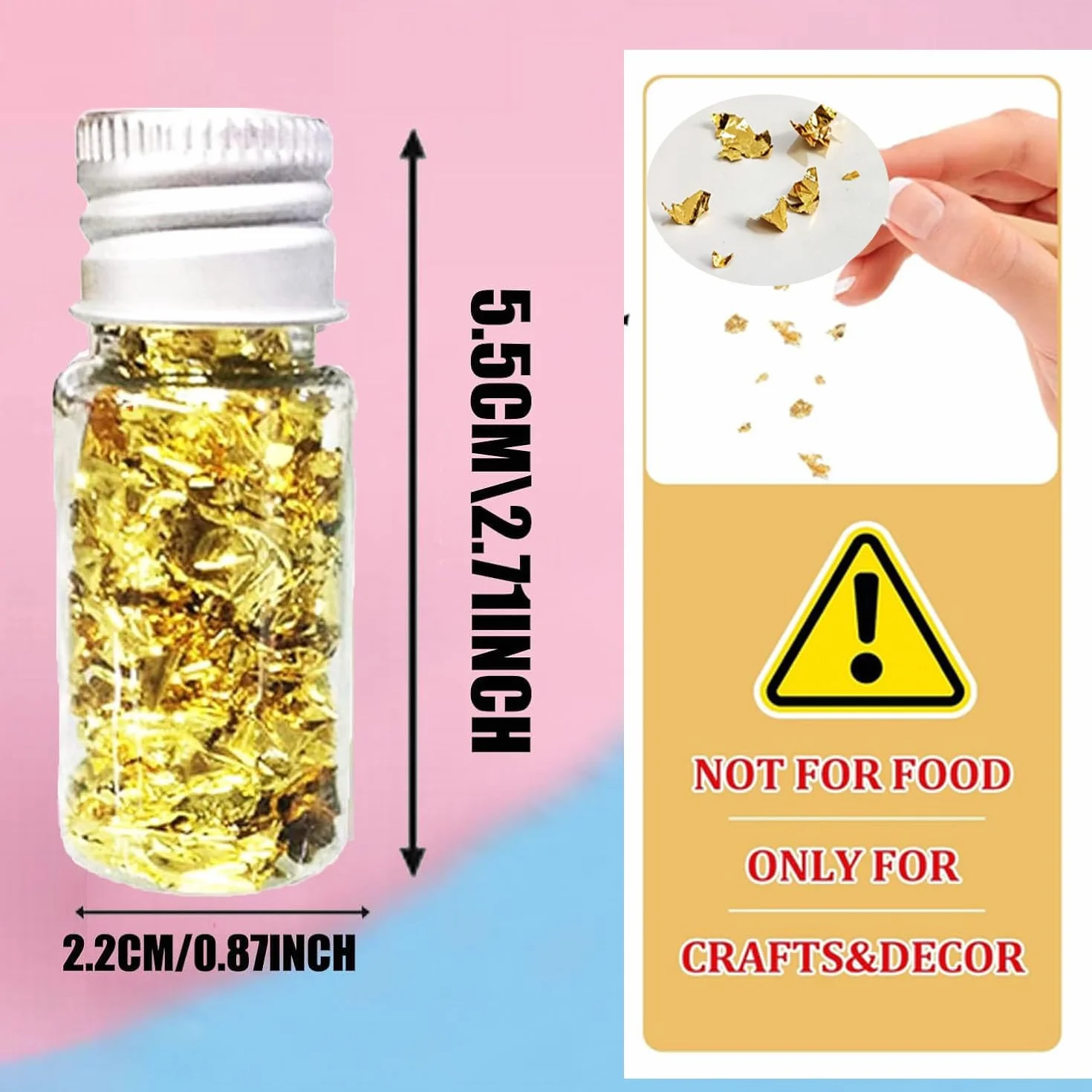Jadalne liście złotych liści, płatki, wielofunkcyjny papier do folii dekoracyjnej, folia dekoracyjna, papier kuchenny, mus, ciasto, wypieki, rzemiosło artystyczne, dekoracja (2 butelki)
