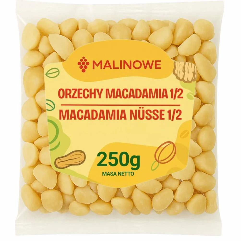 Orzechy Macadamia Połówki 250g Malinowe Naturalne Świeże