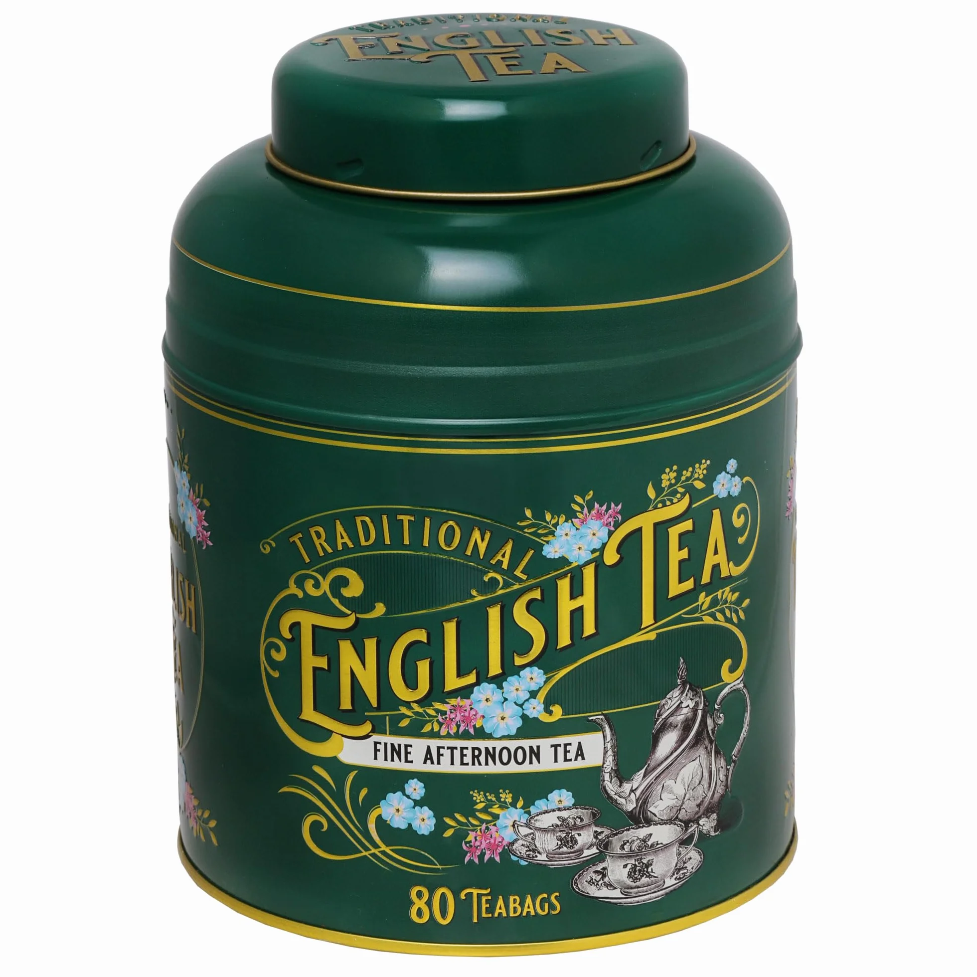 New English Teas Vintage wiktoriańska butelka zielona herbata Caddy z 80 angielskimi popołudniowymi herbatami