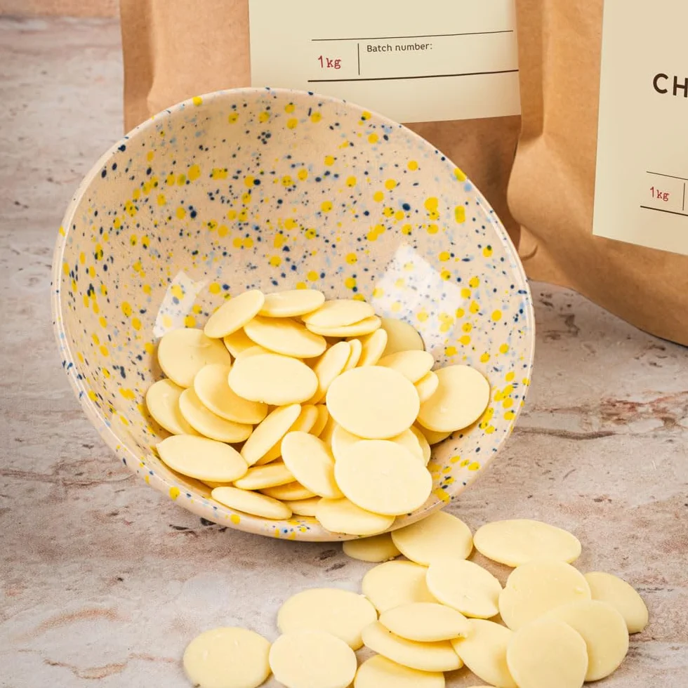 ORIGONUTS Dropsy Czekoladowe Biała Czekolada do Topienia 1kg do Fontanny Czekoladowej Fondue