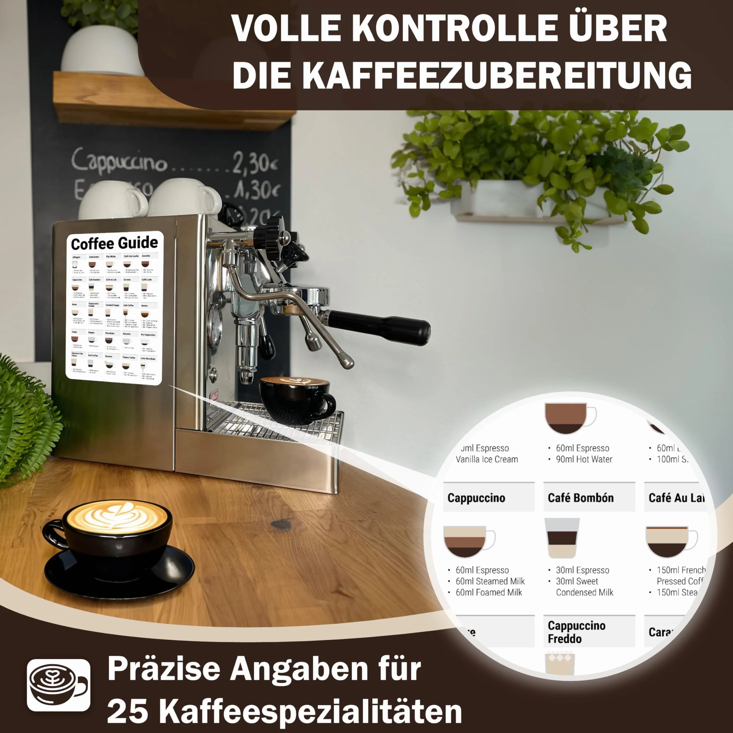 Wuni Barista akcesoria – magnetyczny przewodnik po kawie – akcesoria do kawy z 25 specjalnościami, espresso i kawa – prezent dla ekspresu do sitka