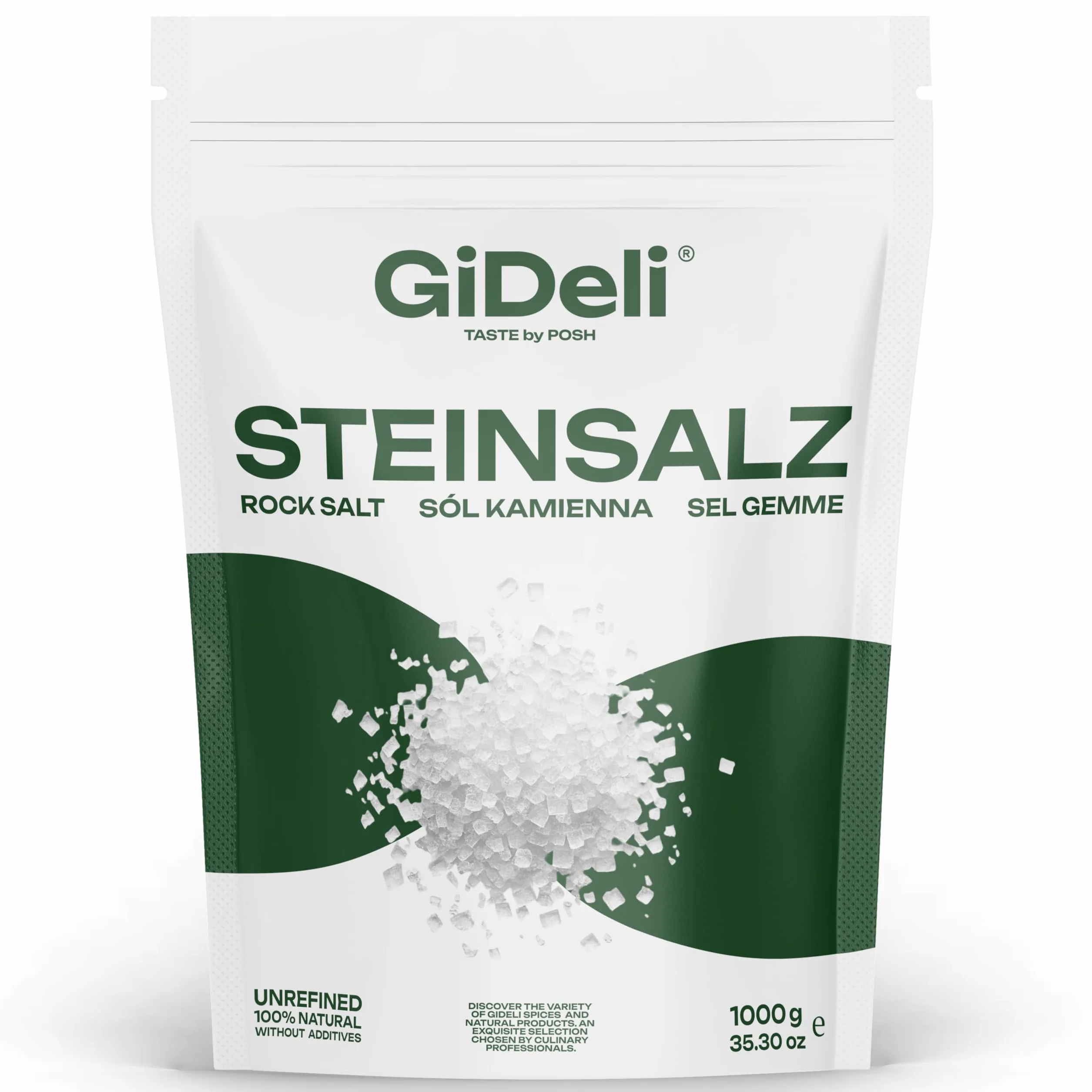 GiDeli Sól kamienna gruboziarnista, naturalna sól kryształowa, sól do zabawy, jakość premium TOP non-GMO (2 kg)