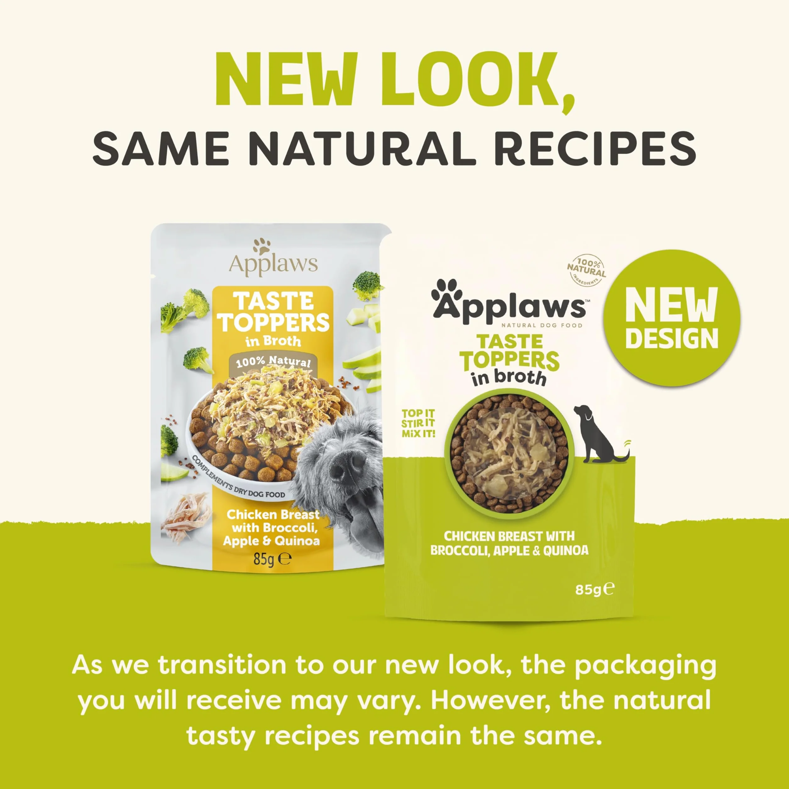 Applaws Taste Toppers 100% naturalna nakładka na mokre dogi, kurczak i warzywa w bulionie 12 x 85 g