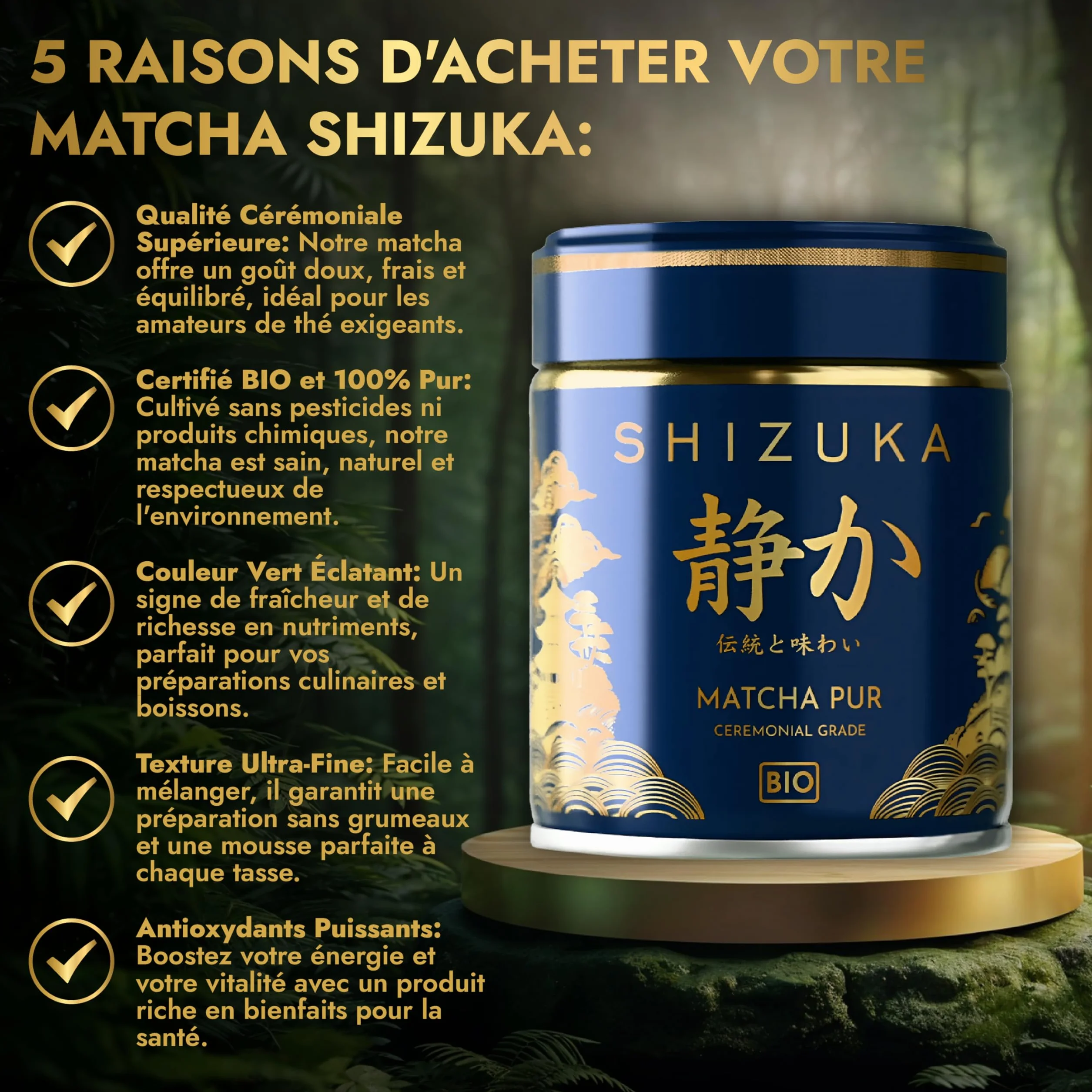 Matcha Ceremonialna Premium Shizuka 100% Naturalna Organiczna Niska Goryczka