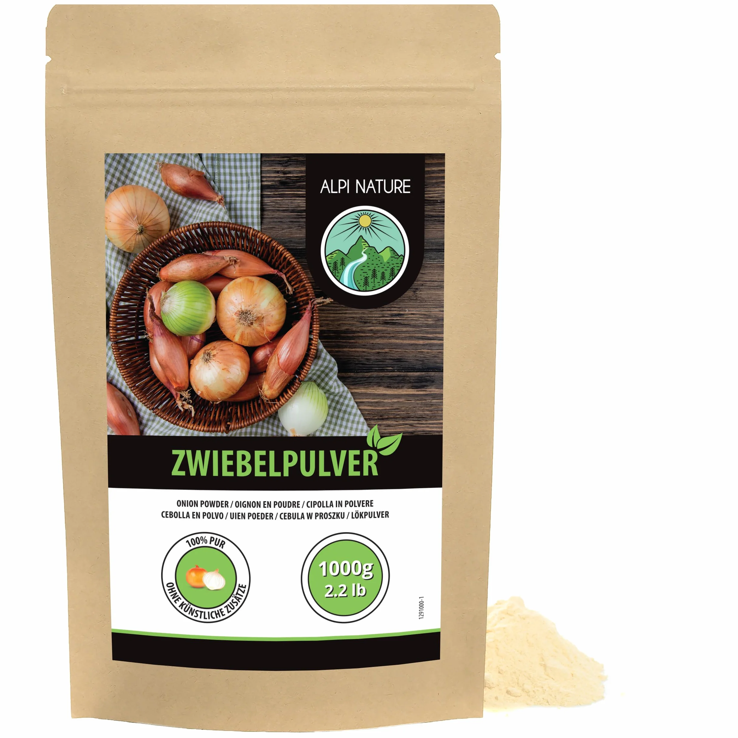 Alpi Nature Proszek Cebulowy 1kg, Mielona Suszona Cebula, Proszek Cebulowy do Gotowania