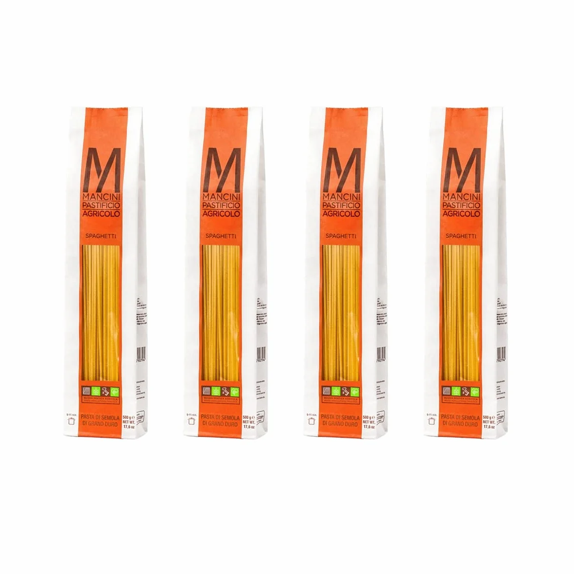 Mancini Pastificio Agricolo Spaghetti Linea Classica – Makaron z semoliny pszenicy durum, 4 x 500 g
