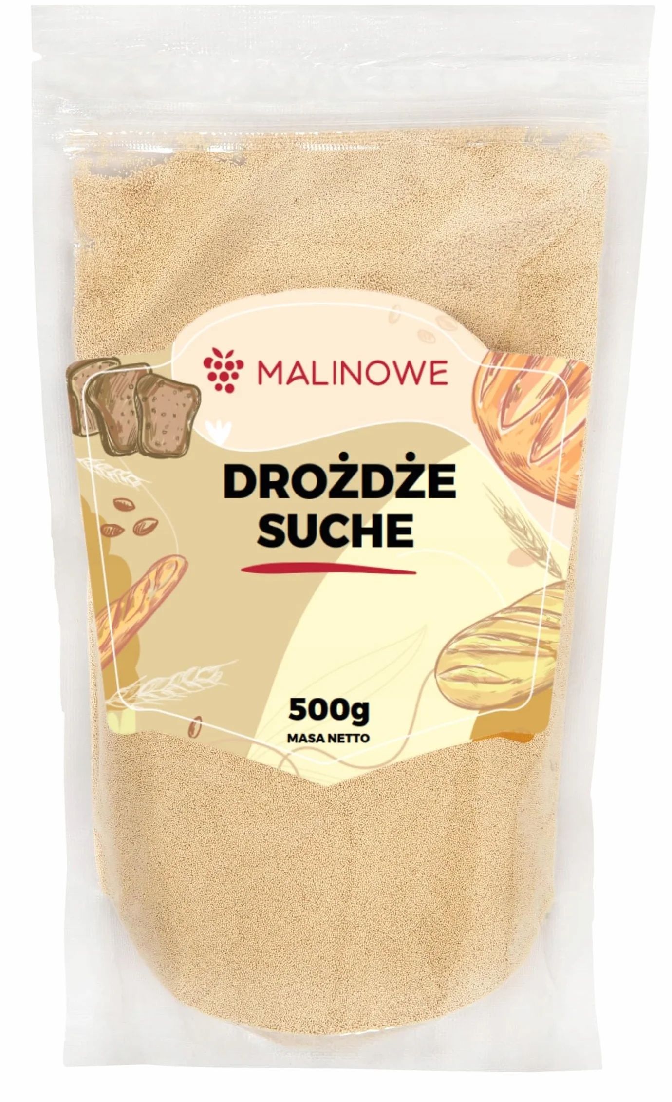 Malinowe DROŻDŻE PIEKARSKIE SUCHE 500g Drożdże Instant Piekarnicze Jakość Premium