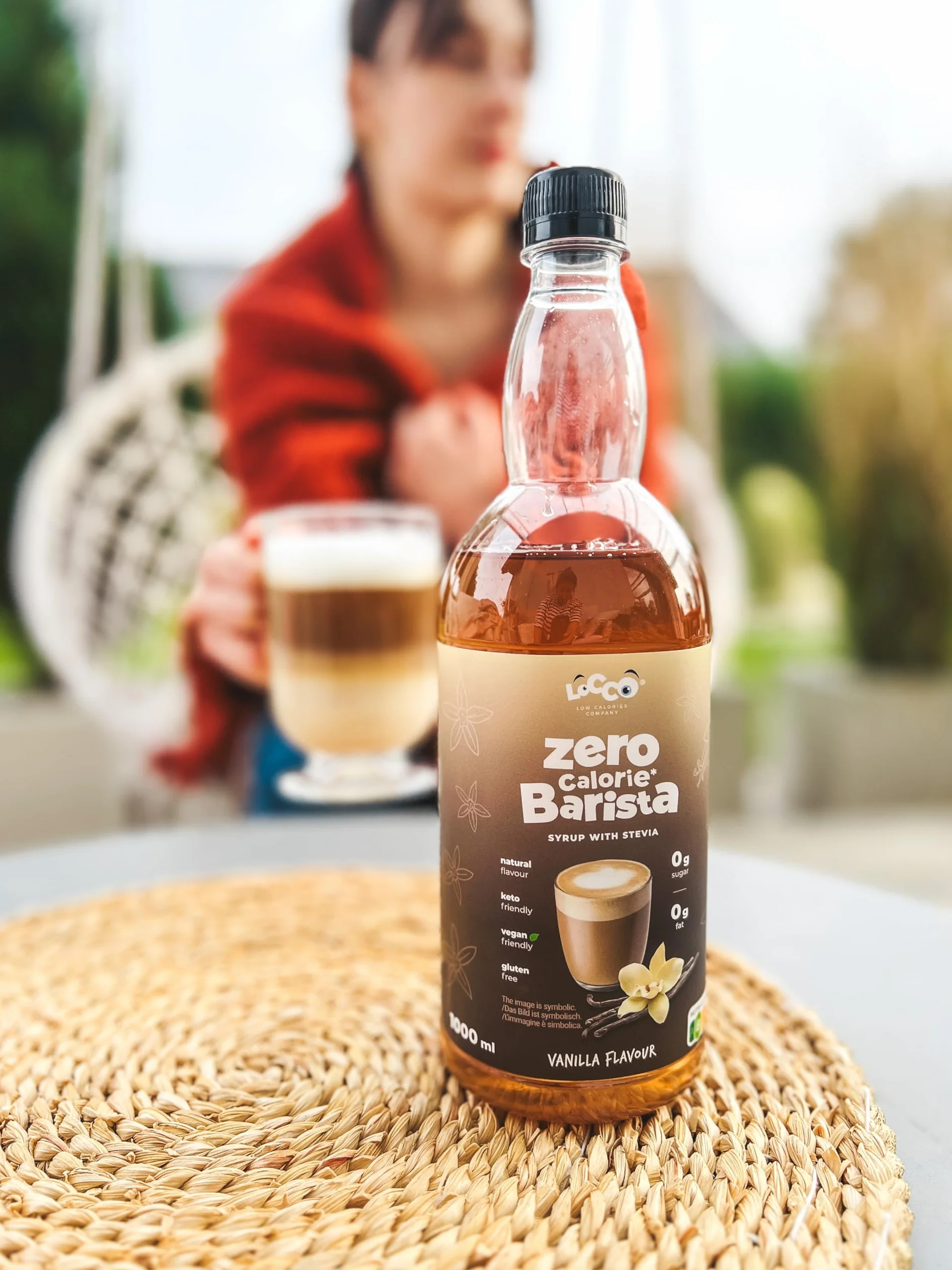LoCCo Bezkaloryczny Syrop Barista do Kawy ze Stewią – Zero Kalorii, Bez Cukru, Keto (Smak Piernikowy) 1L