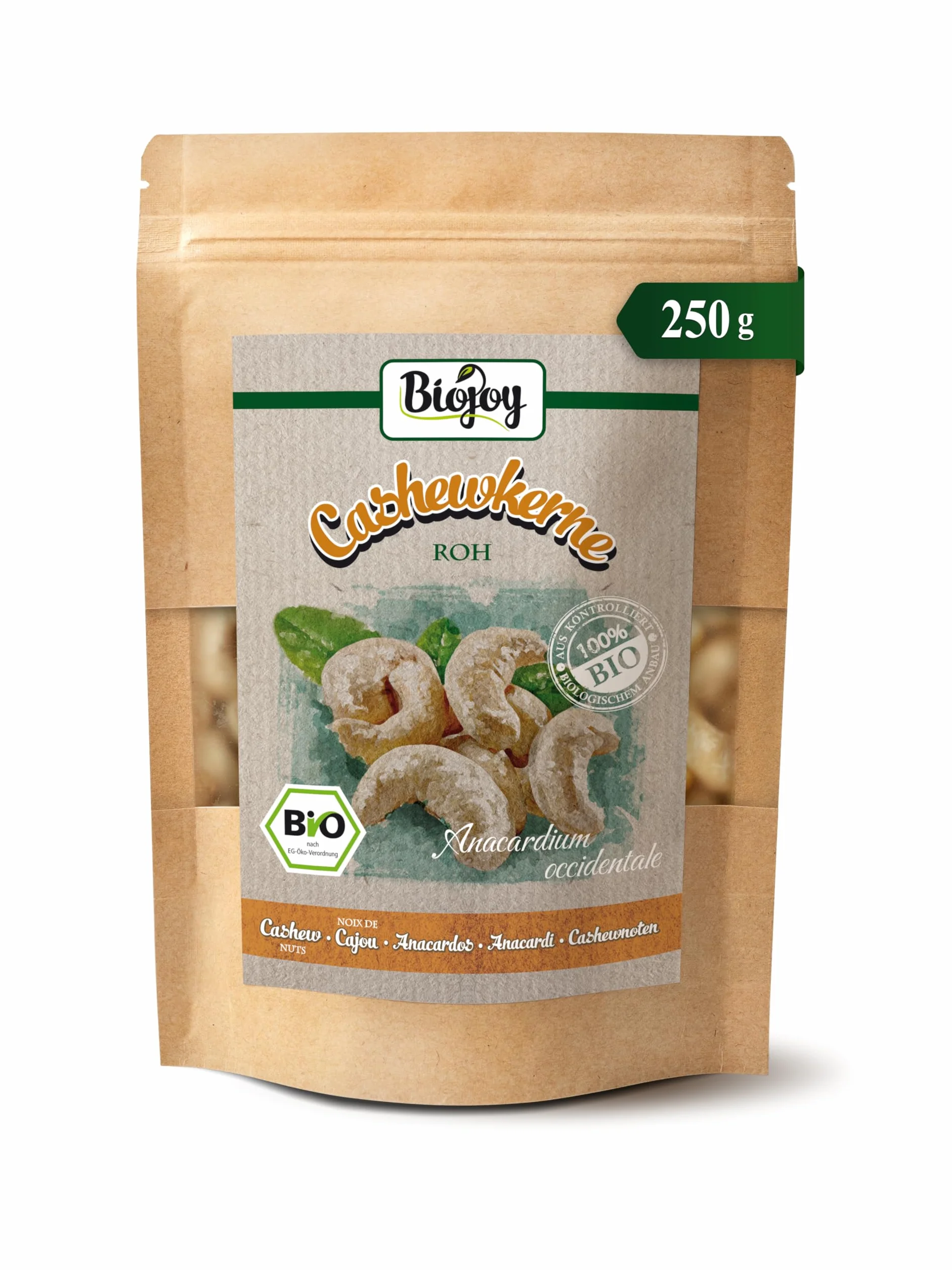 Biojoy BIO Orzechy nerkowca, surowe i nieprzetworzone, Anacardium occidentale (250 g)