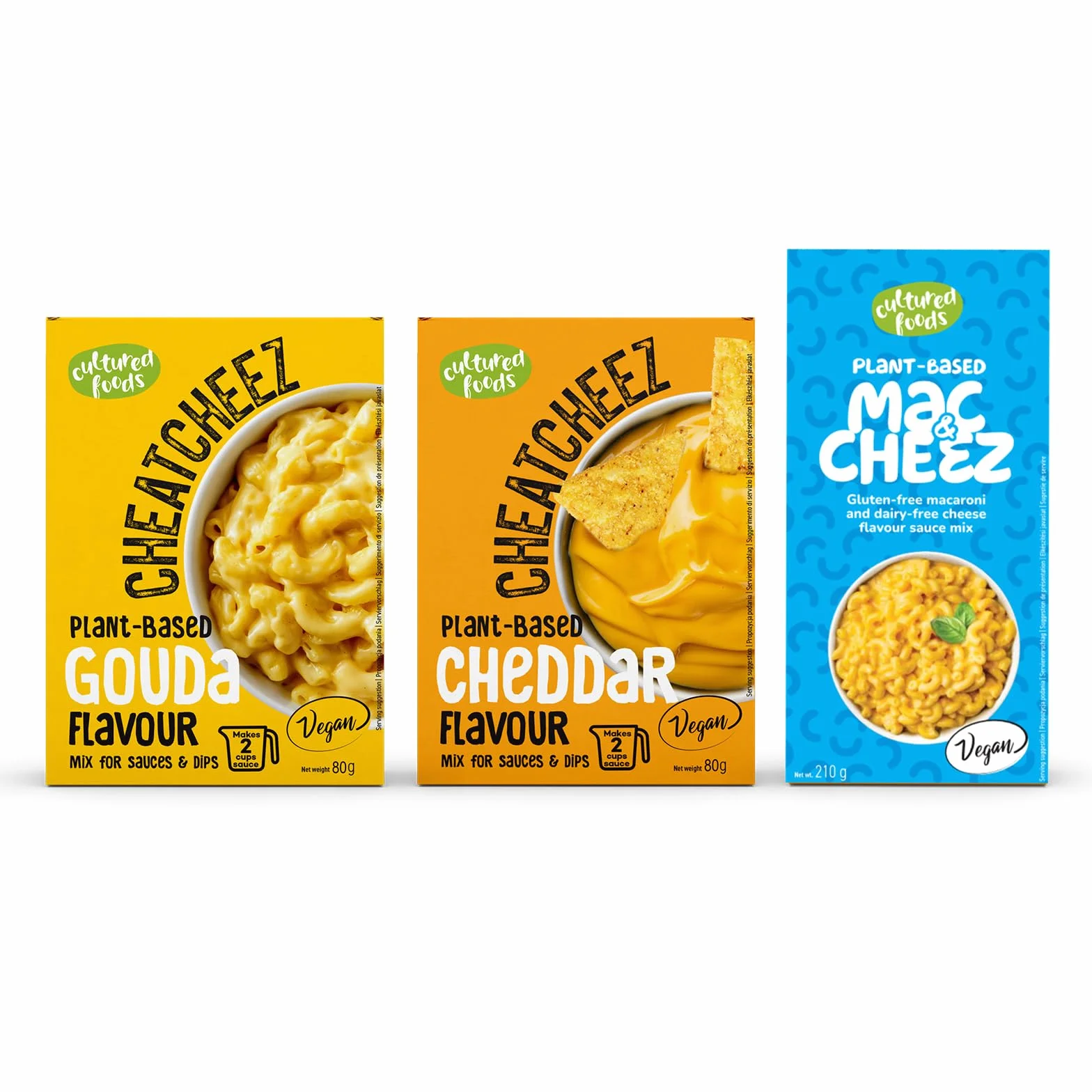 Cultured Foods CHEATCHEEZ Wegański Ser Mac And Cheese Zestaw 3x Gouda, Cheddar