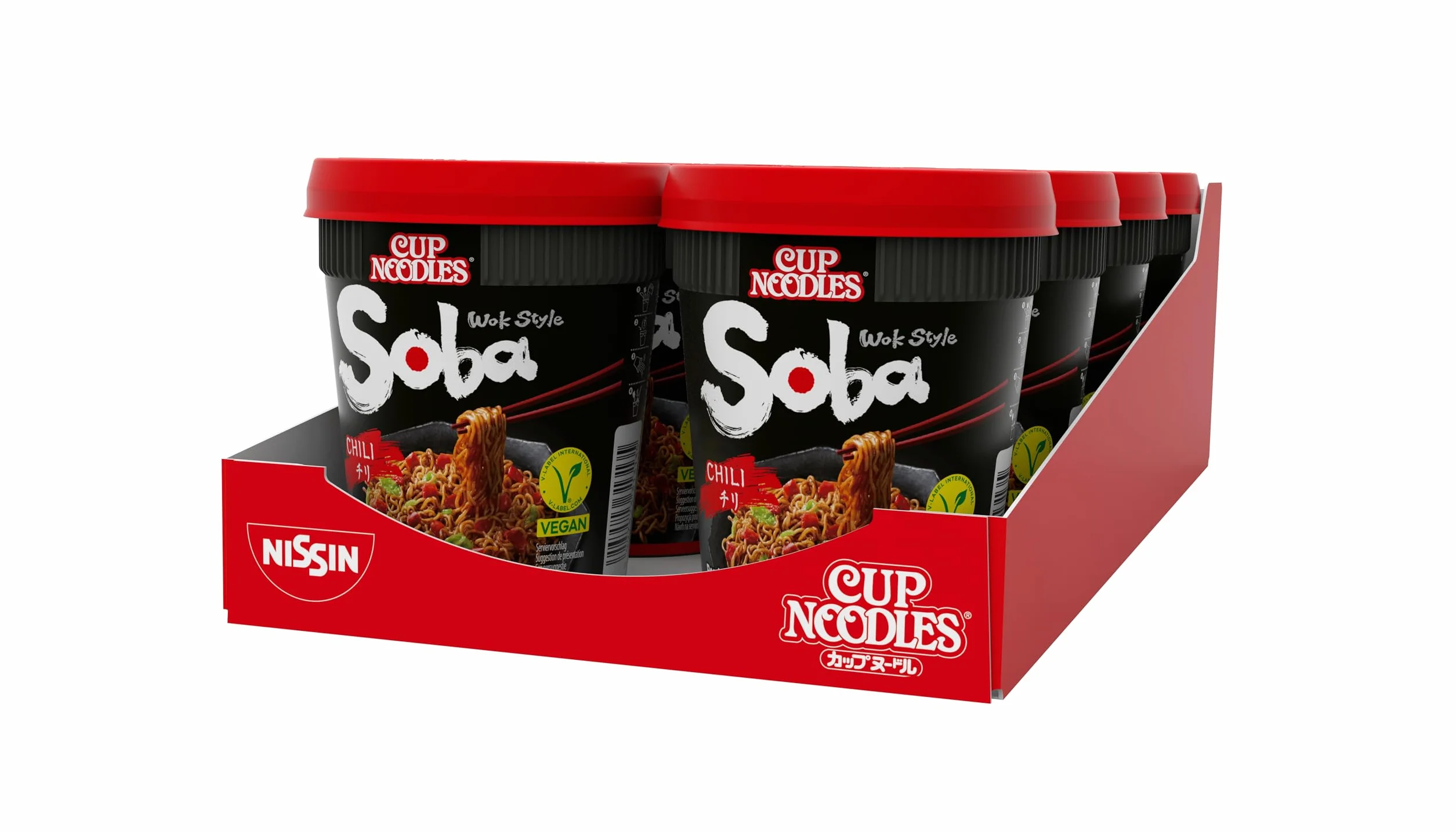 Nissin Cup Noodles Soba Cup Chili Zestaw 8 x 90 g Makaron Japoński Wok