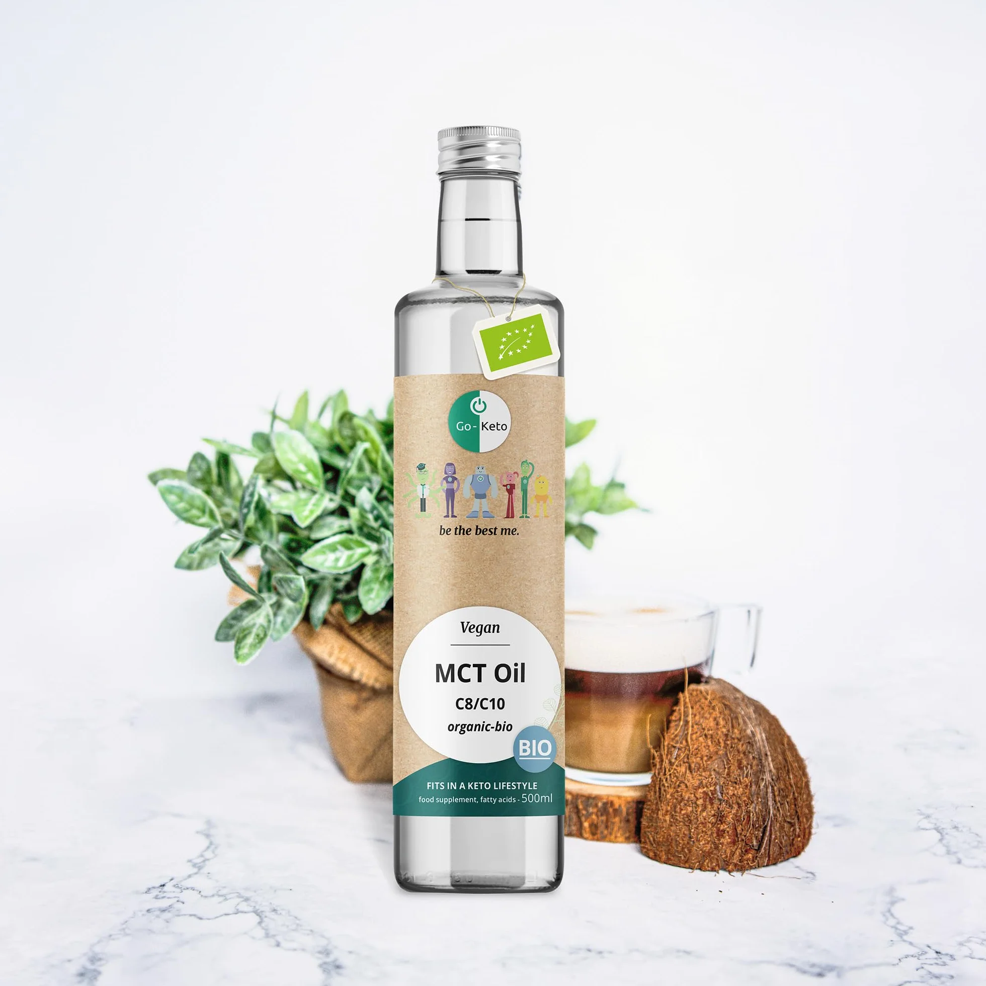 Go-Keto BIO MCT Oil 500ml – Organiczny Olej MCT C8/C10 z BIO Oleju Kokosowego, Wegański, Low Carb