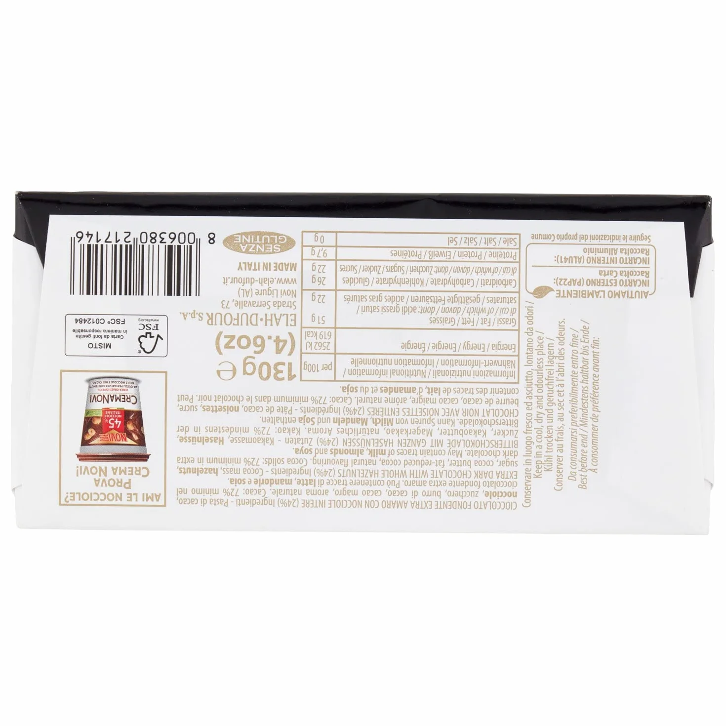 Czekolada z orzechami Fondenrenero Nocciolato 130g - Novi duże orzechy całe