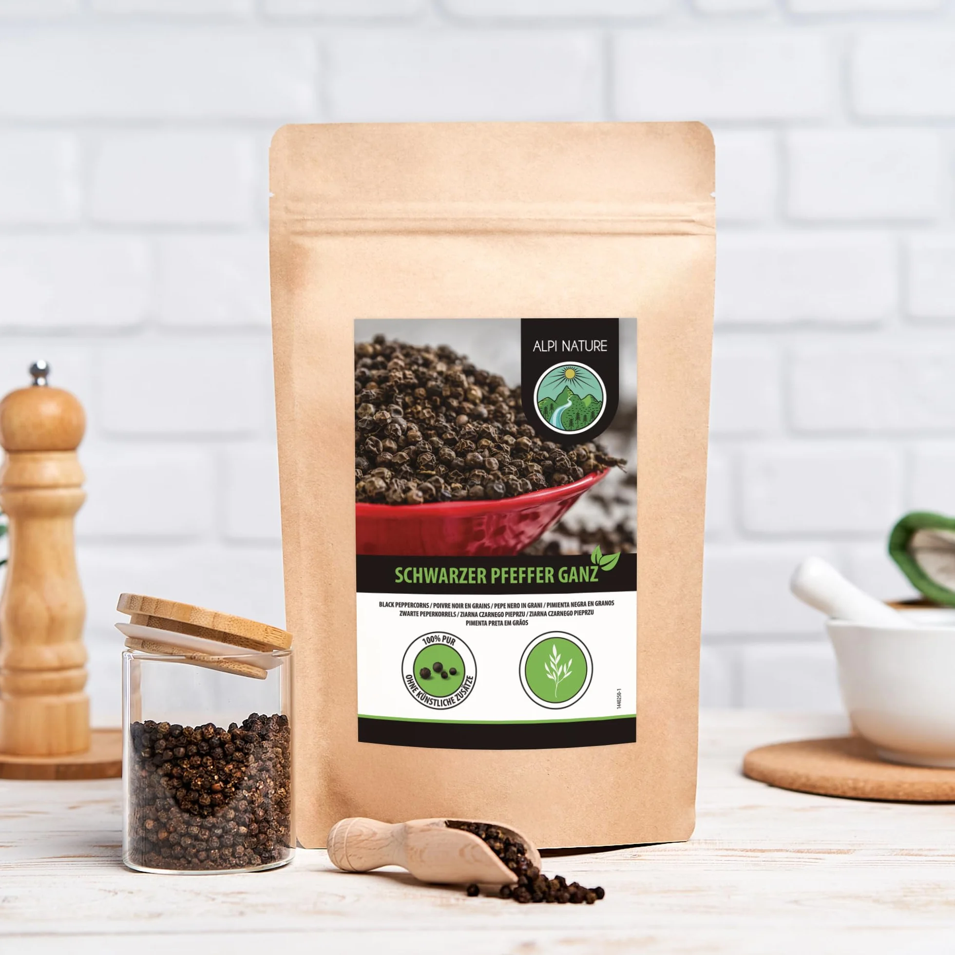 Schwarzer Pfeffer ganz 250g Pfefferkörner naturrein vegan