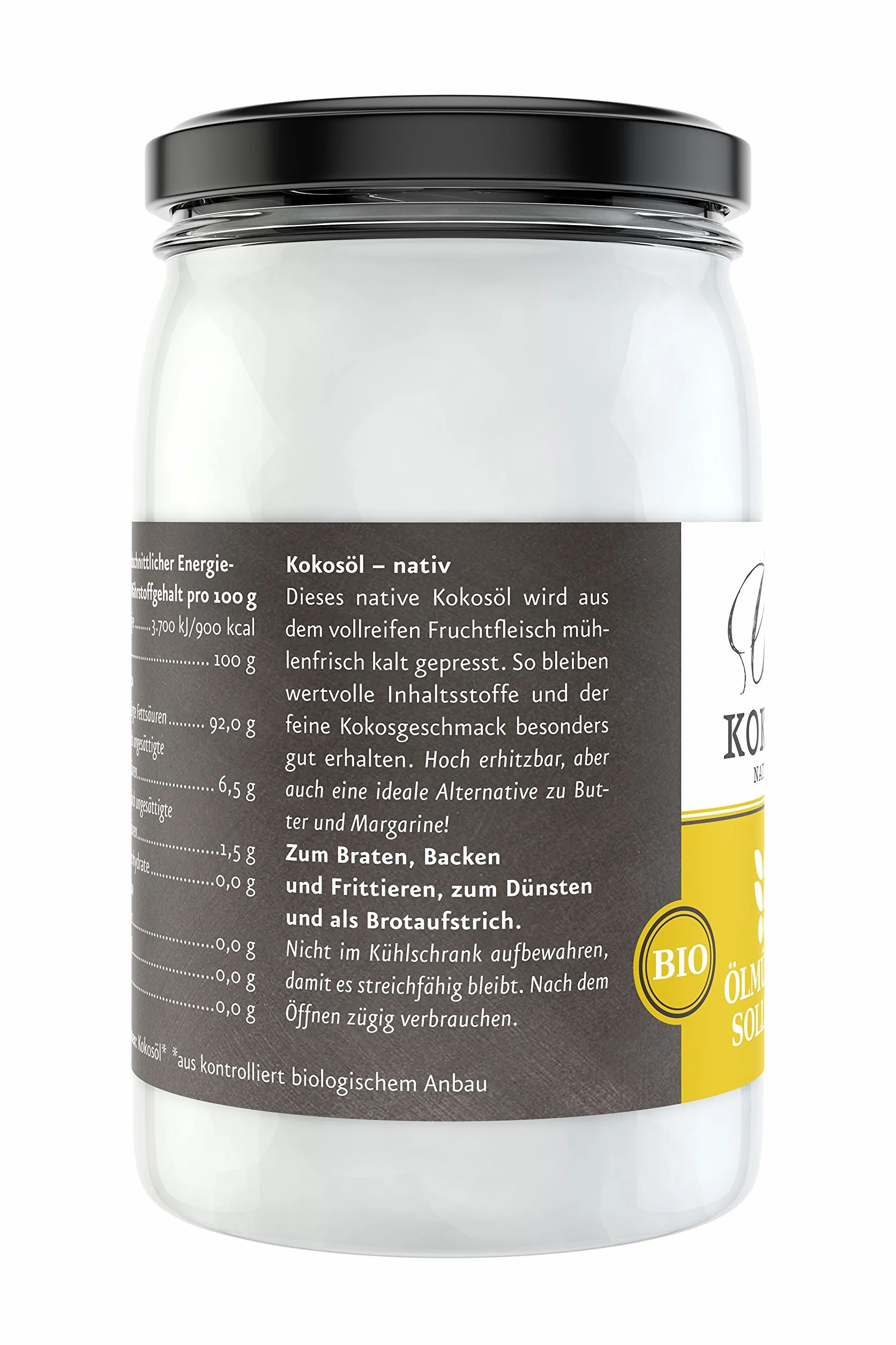 Ölmühle Solling Bio olej kokosowy w szkle 250 ml